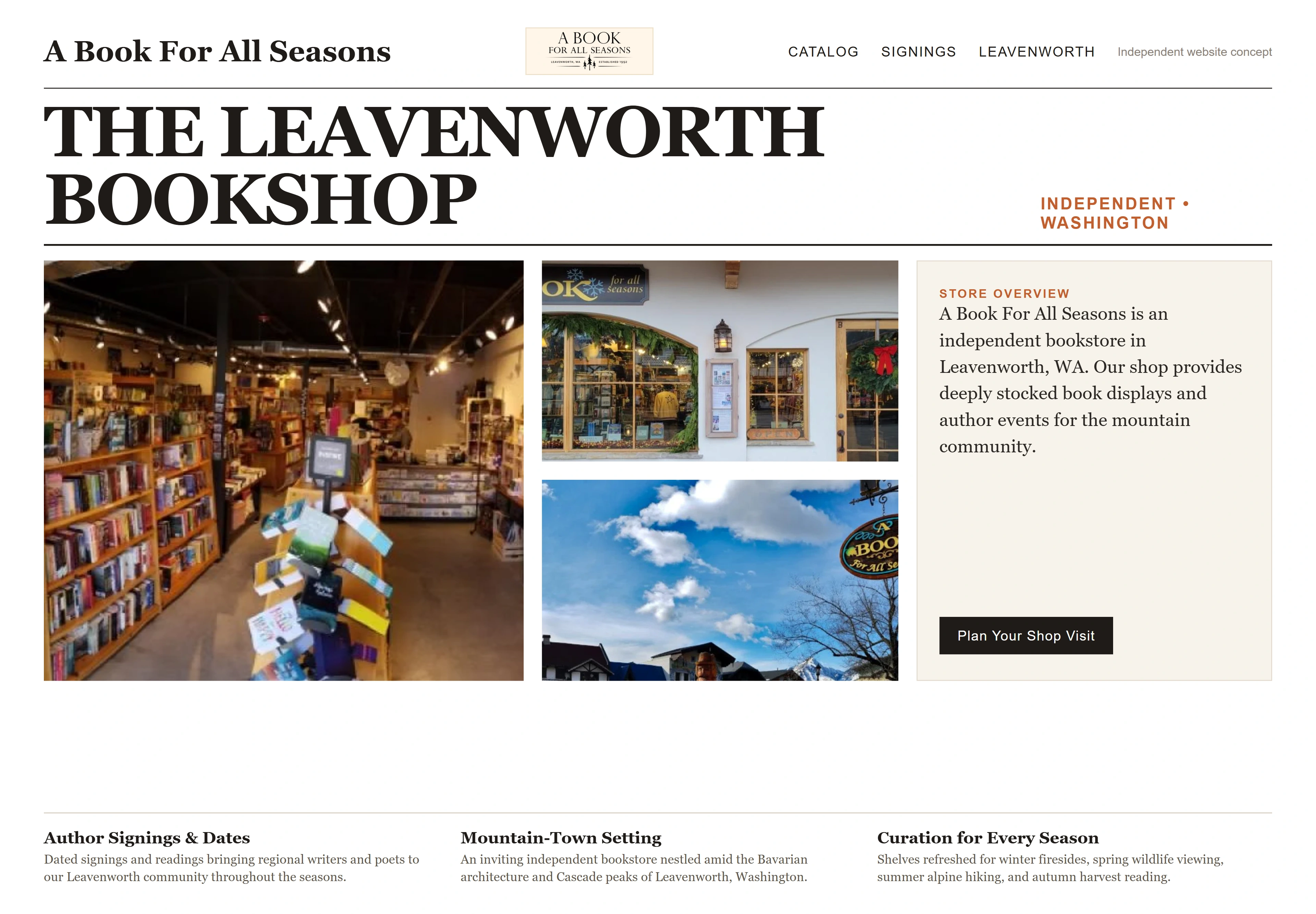 A Book For All Seasons, individual website design concept C