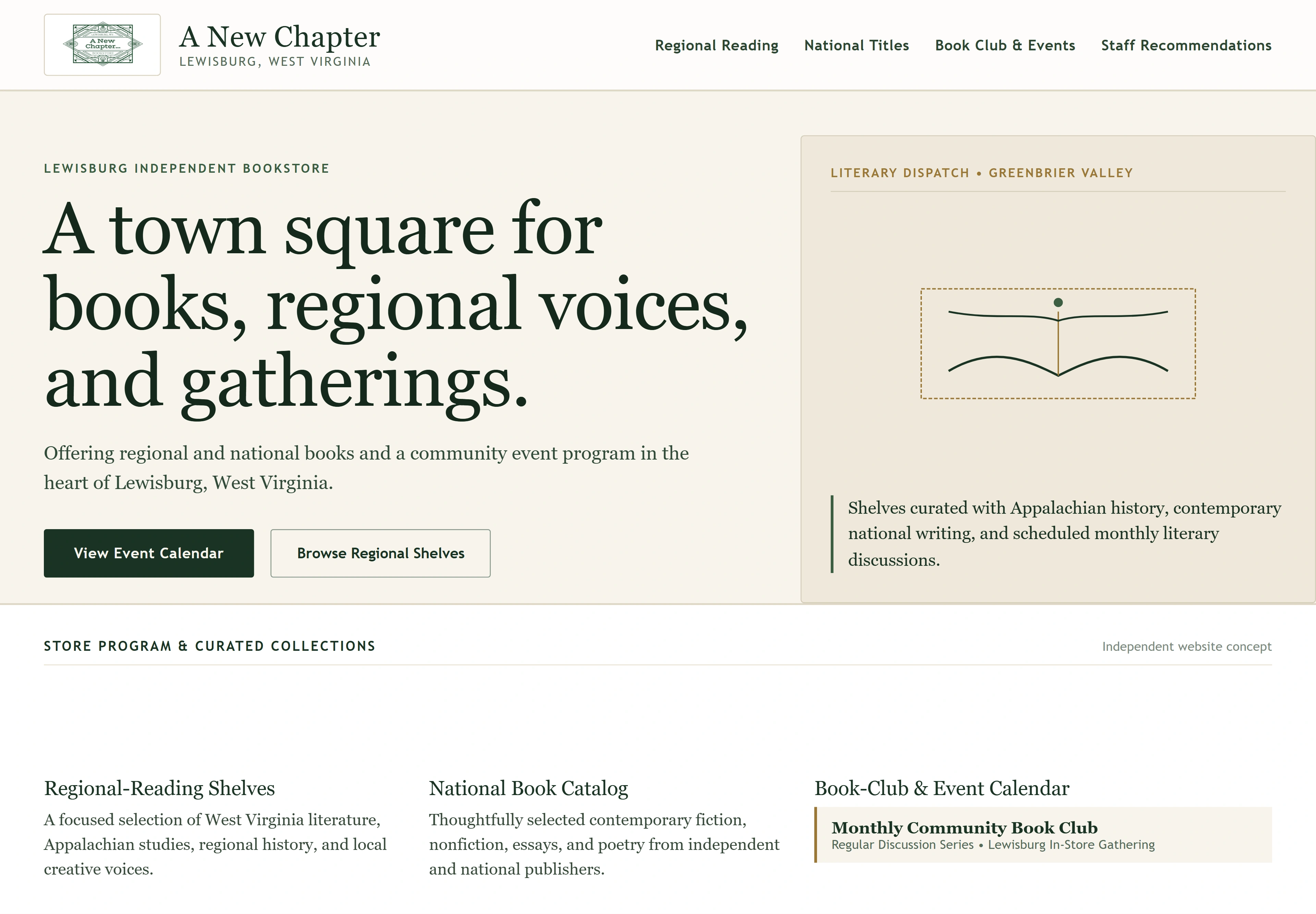 A New Chapter, individual website design concept A