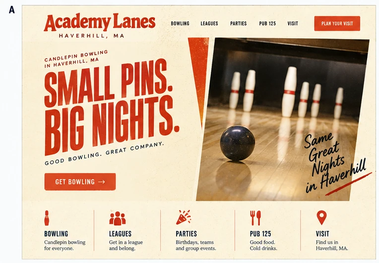 Academy Lanes website concept A