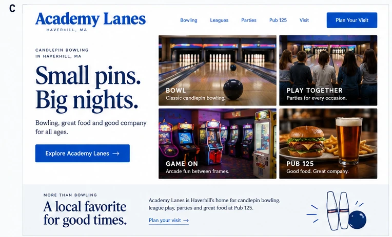 Academy Lanes website concept C