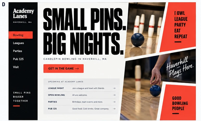 Academy Lanes website concept D