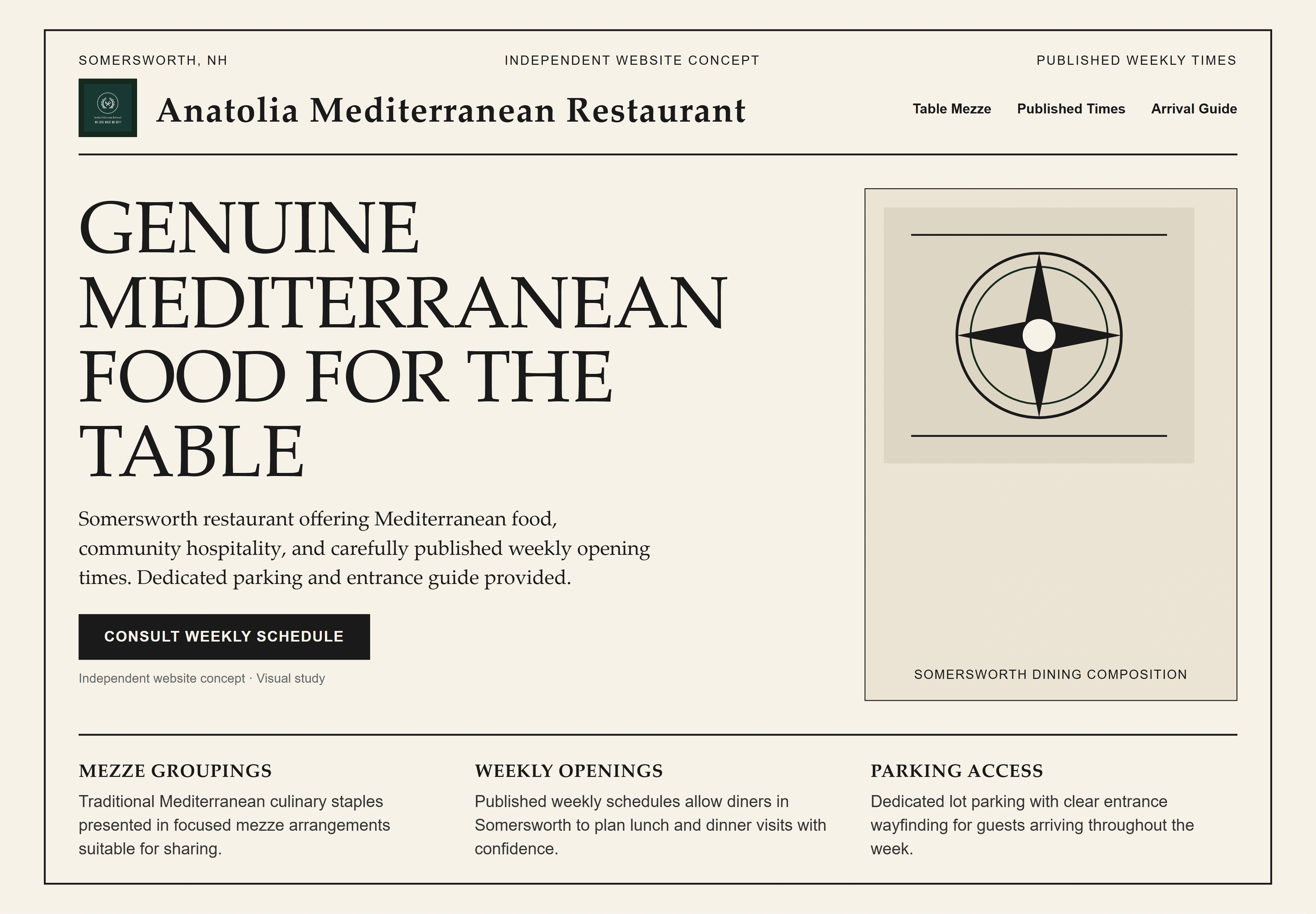 Anatolia Mediterranean Restaurant, individual website design concept B