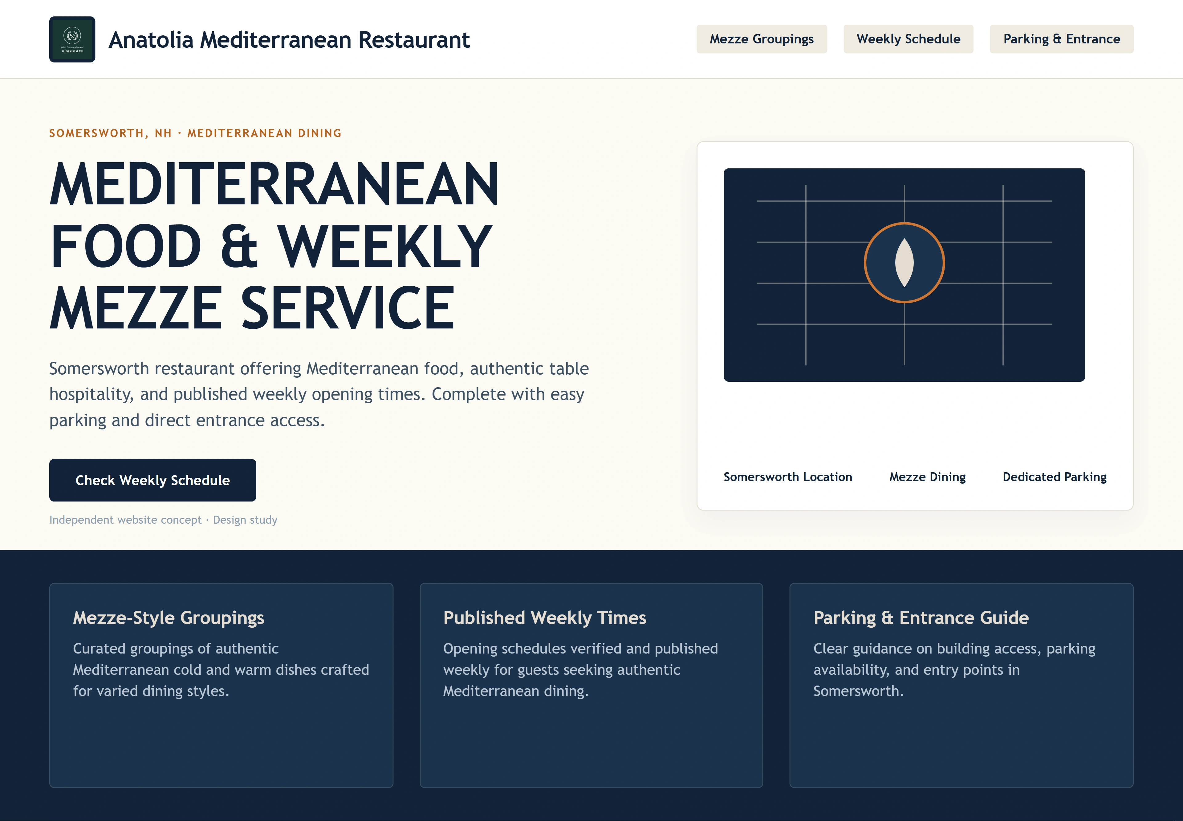 Anatolia Mediterranean Restaurant, individual website design concept C