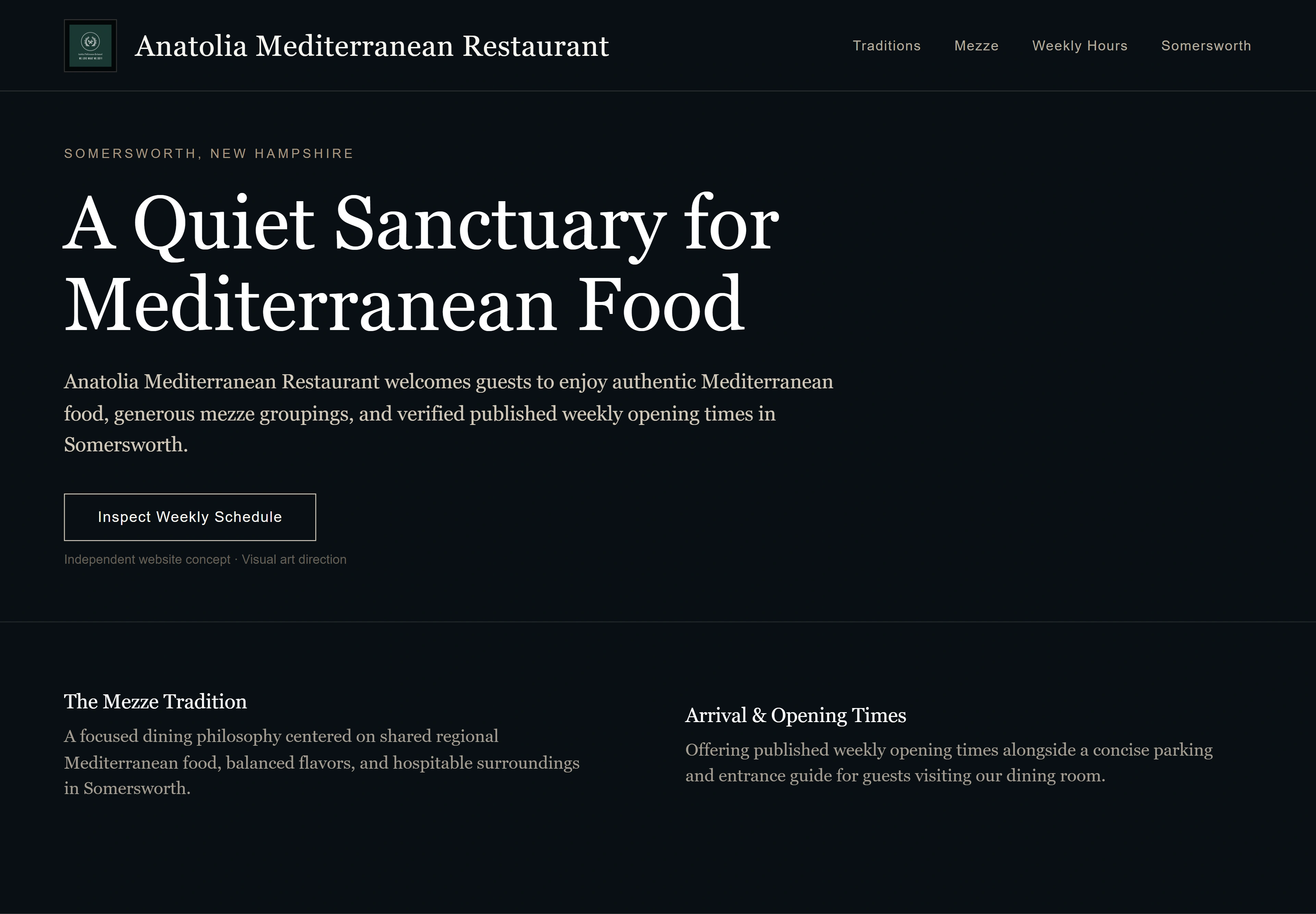Anatolia Mediterranean Restaurant, individual website design concept D