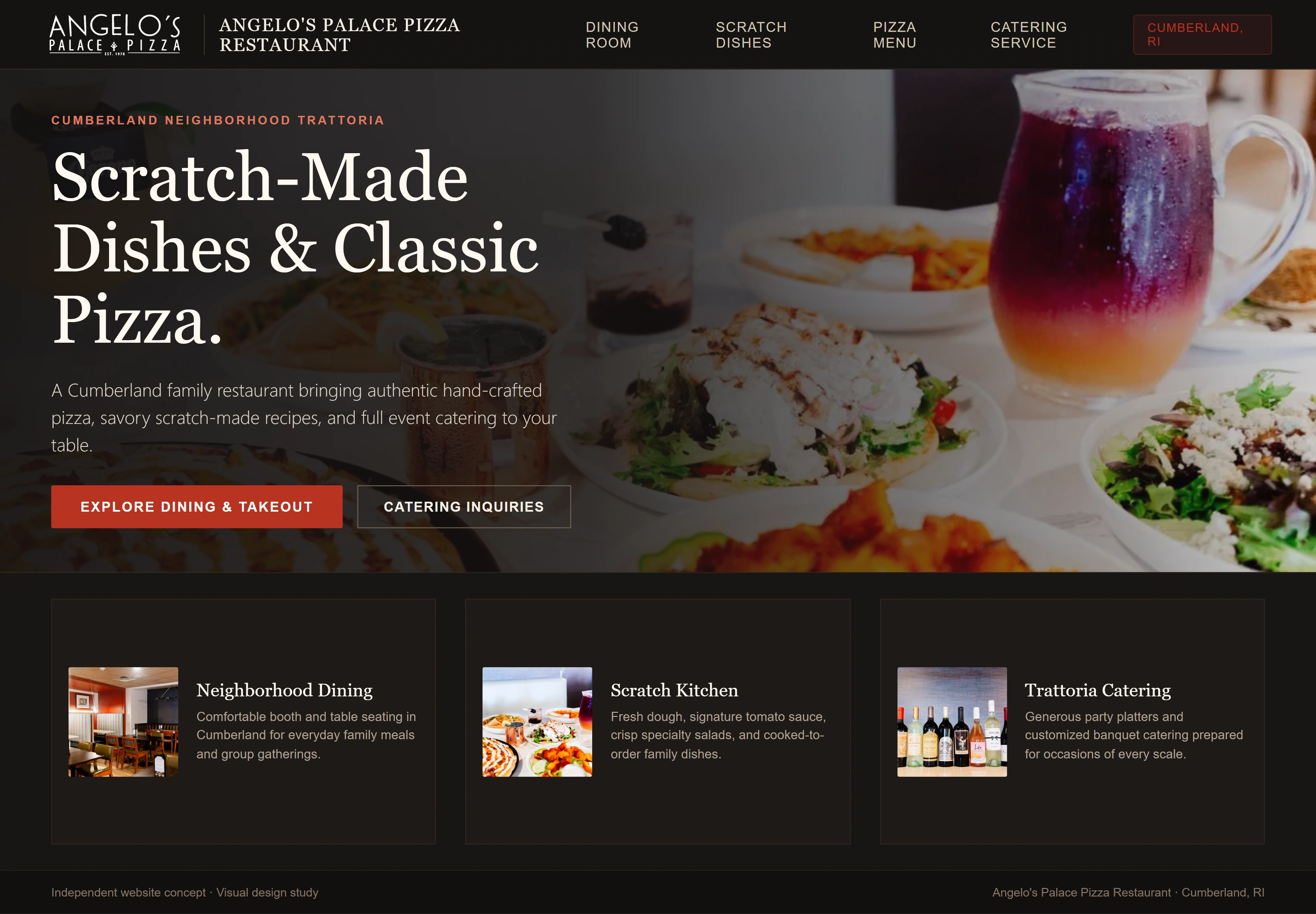 Angelo's Palace Pizza Restaurant, individual website design concept A