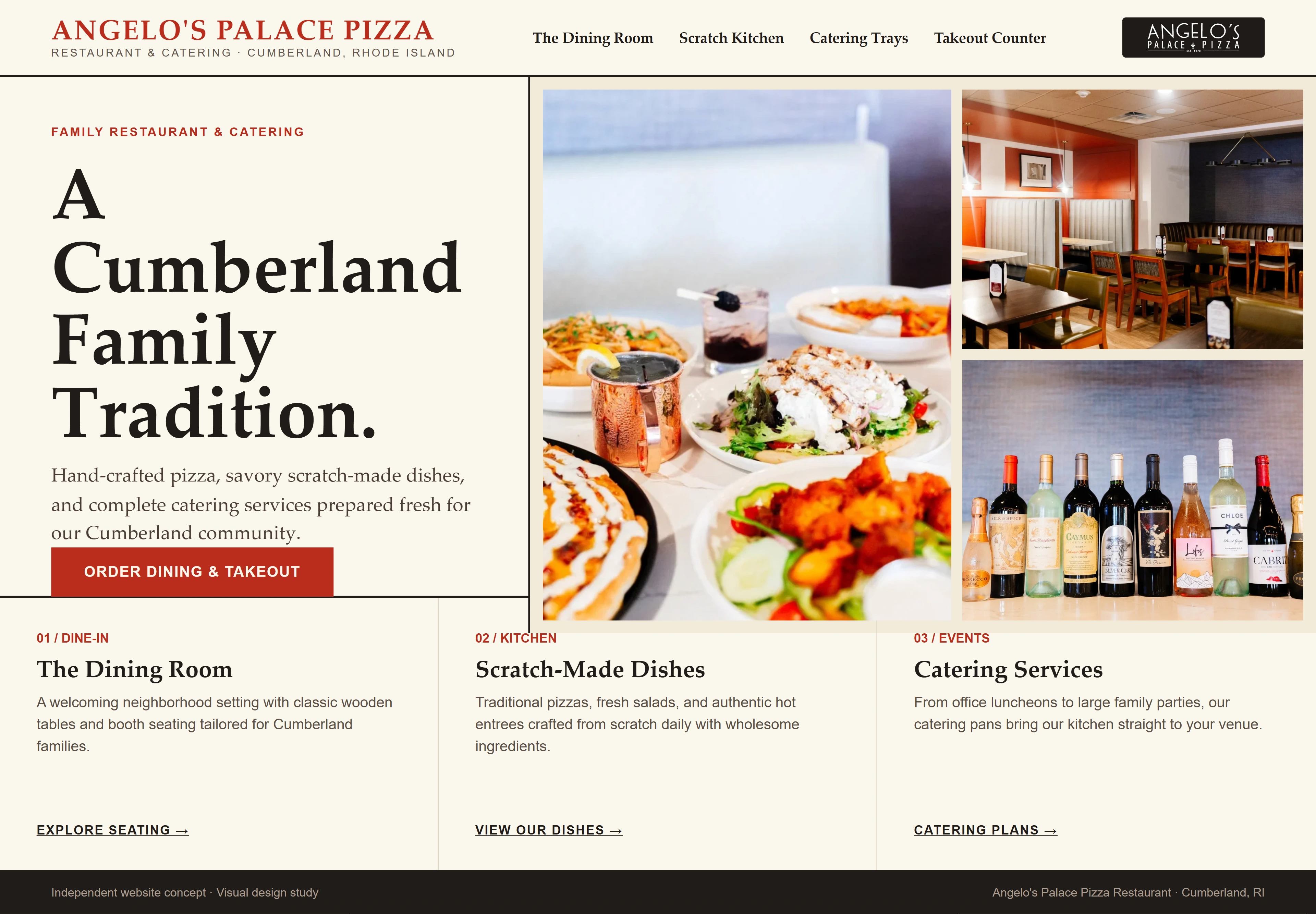 Angelo's Palace Pizza Restaurant, individual website design concept B