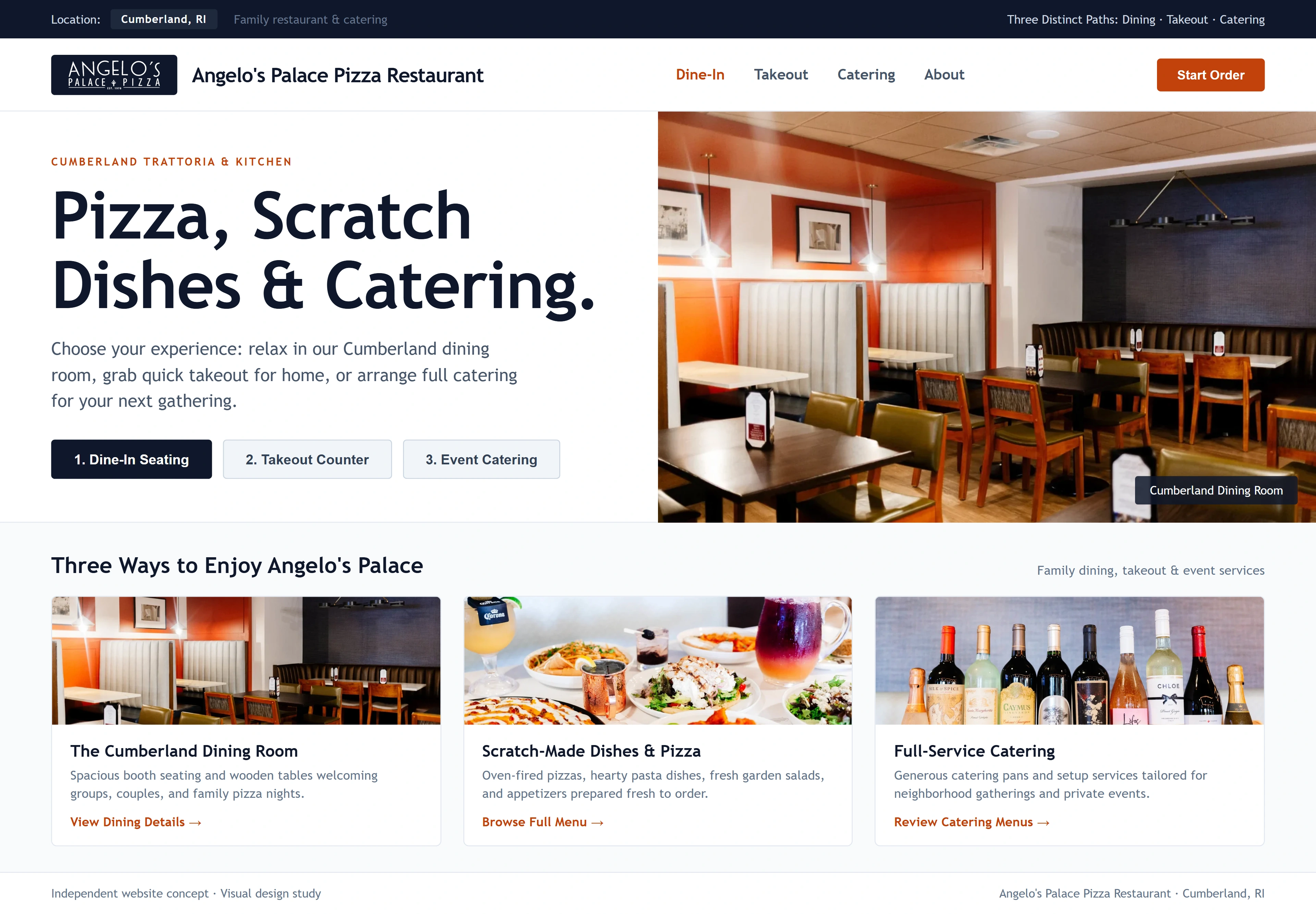Angelo's Palace Pizza Restaurant, individual website design concept C