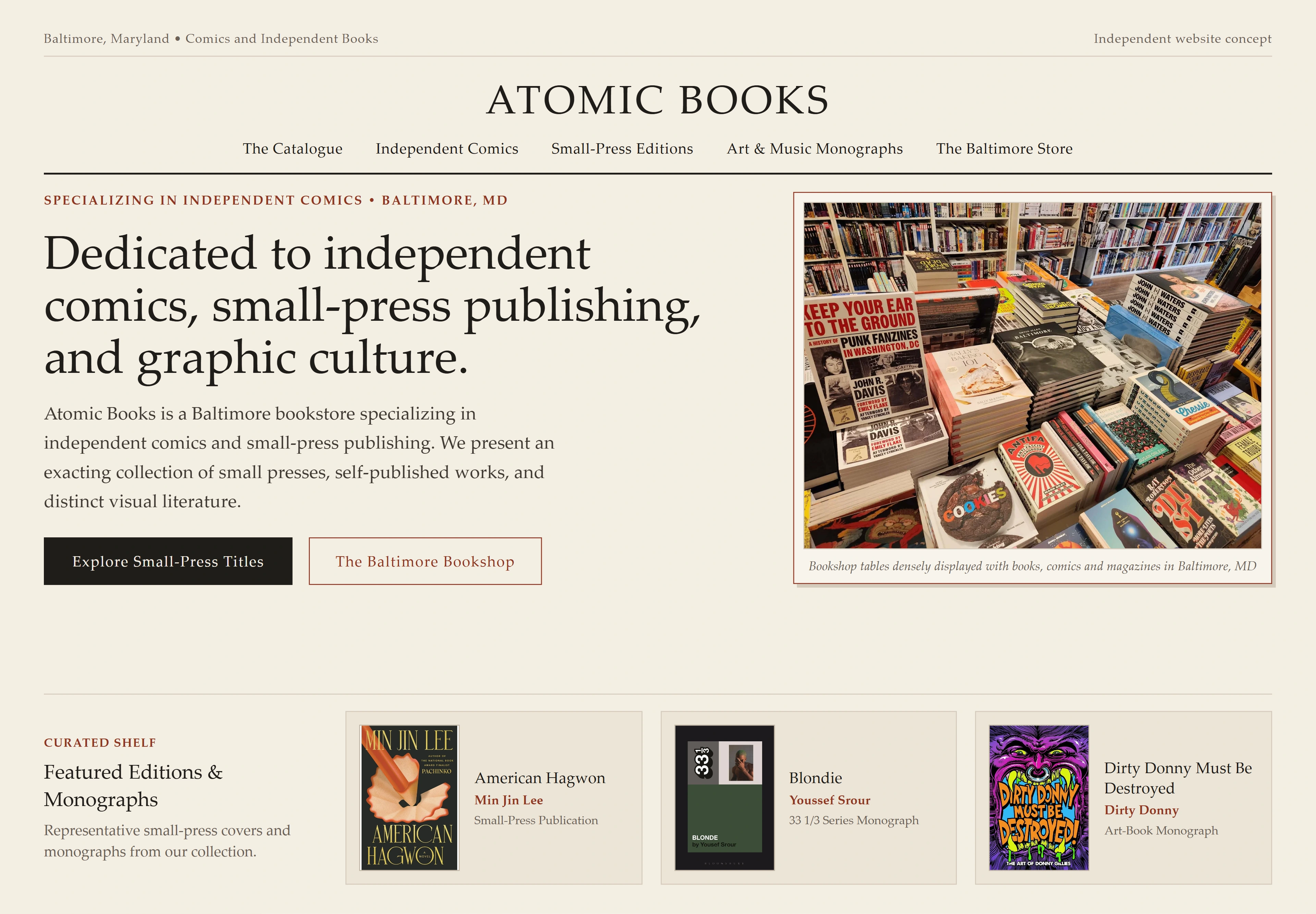 Atomic Books, individual website design concept D