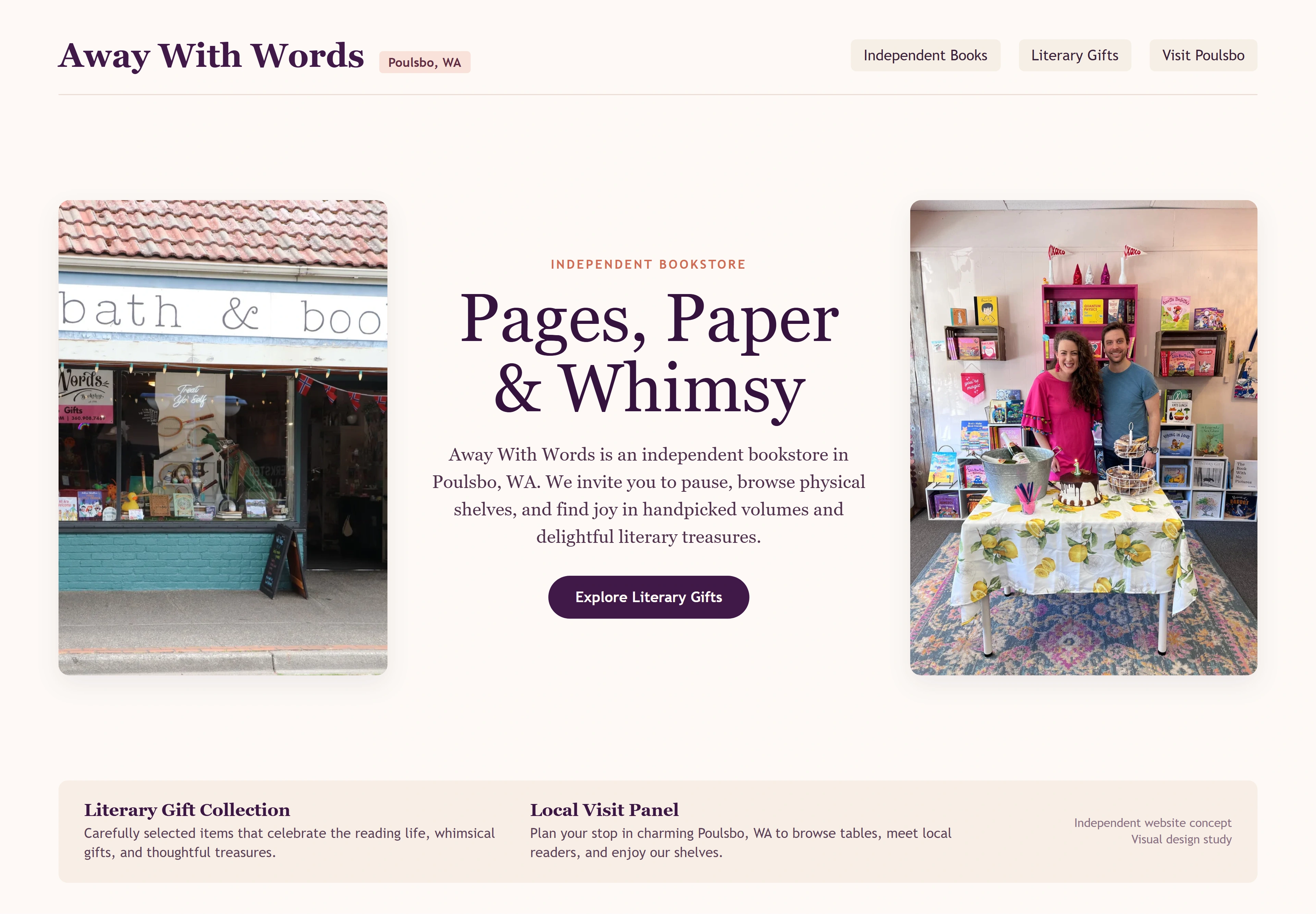 Away With Words, individual website design concept C