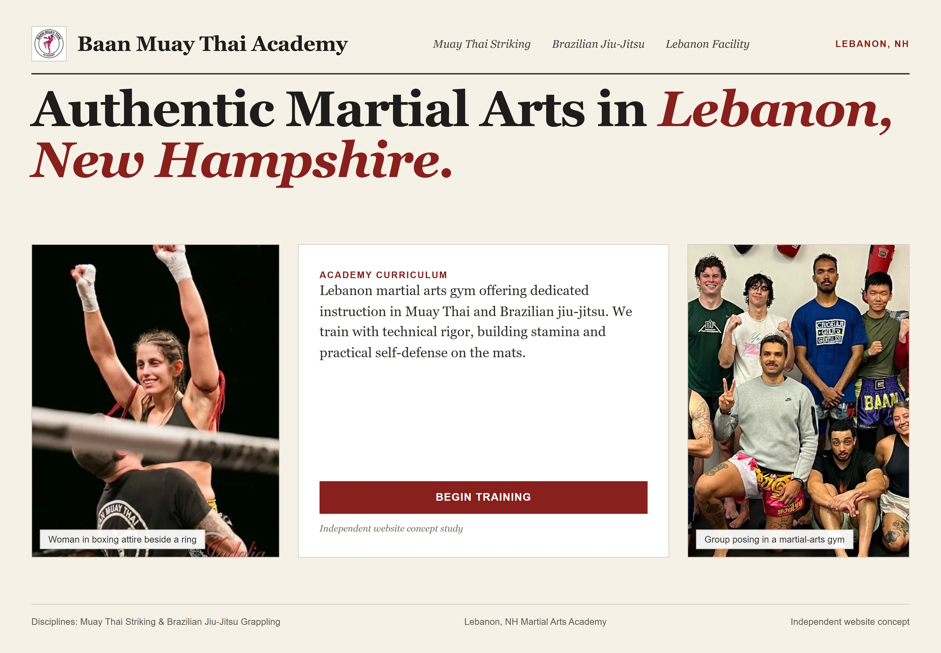 Baan Muay Thai Academy, individual website design concept B