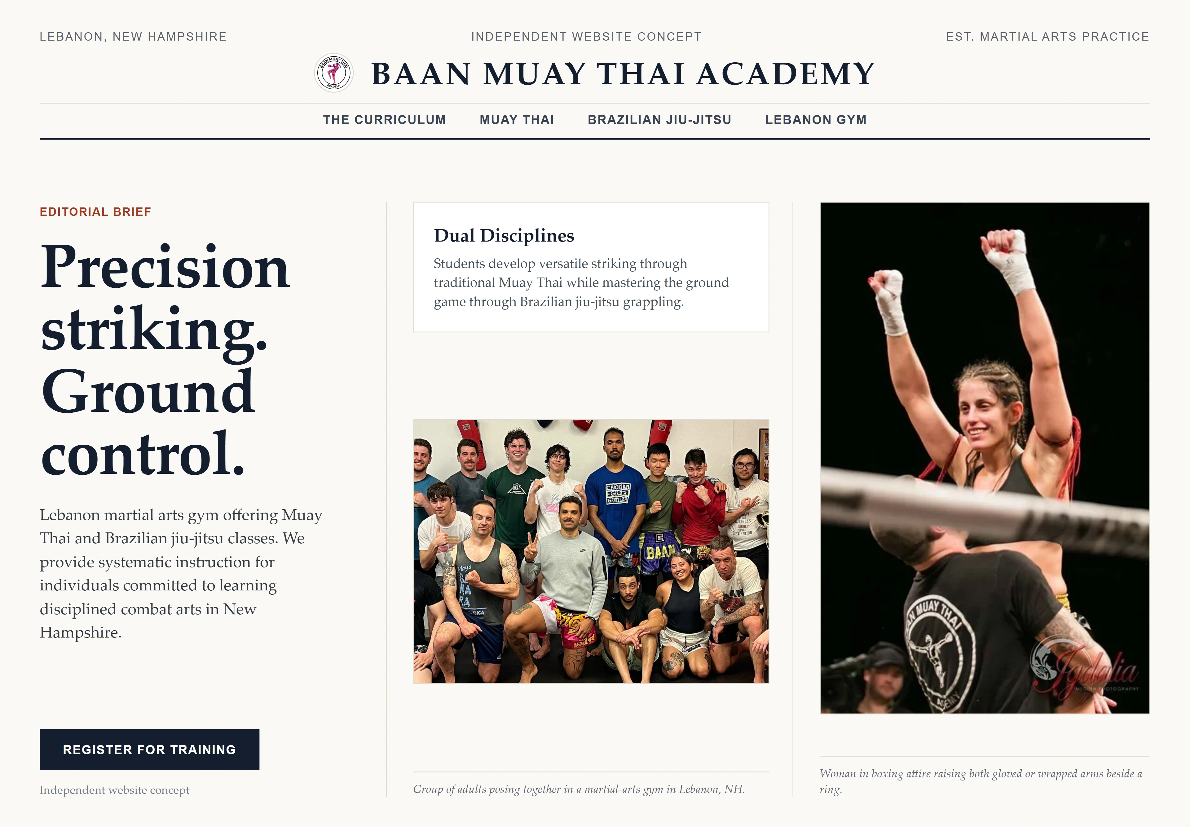 Baan Muay Thai Academy, individual website design concept D
