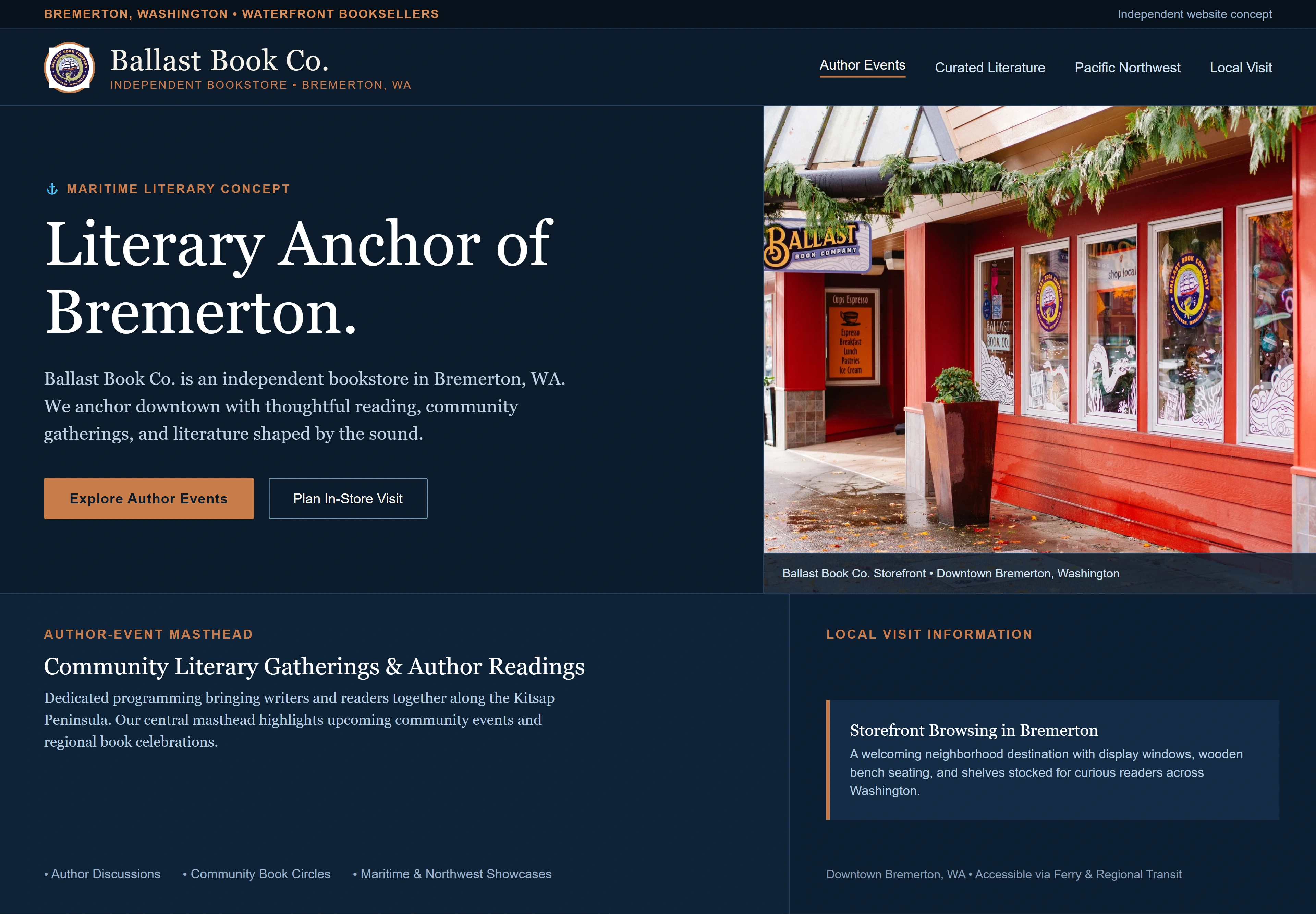 Ballast Book Co., individual website design concept A