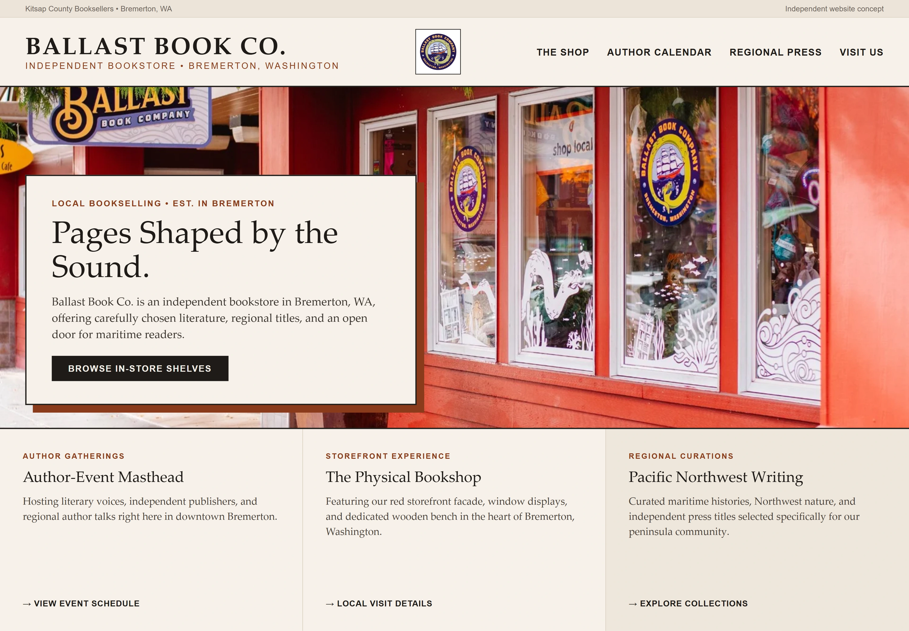 Ballast Book Co., individual website design concept B