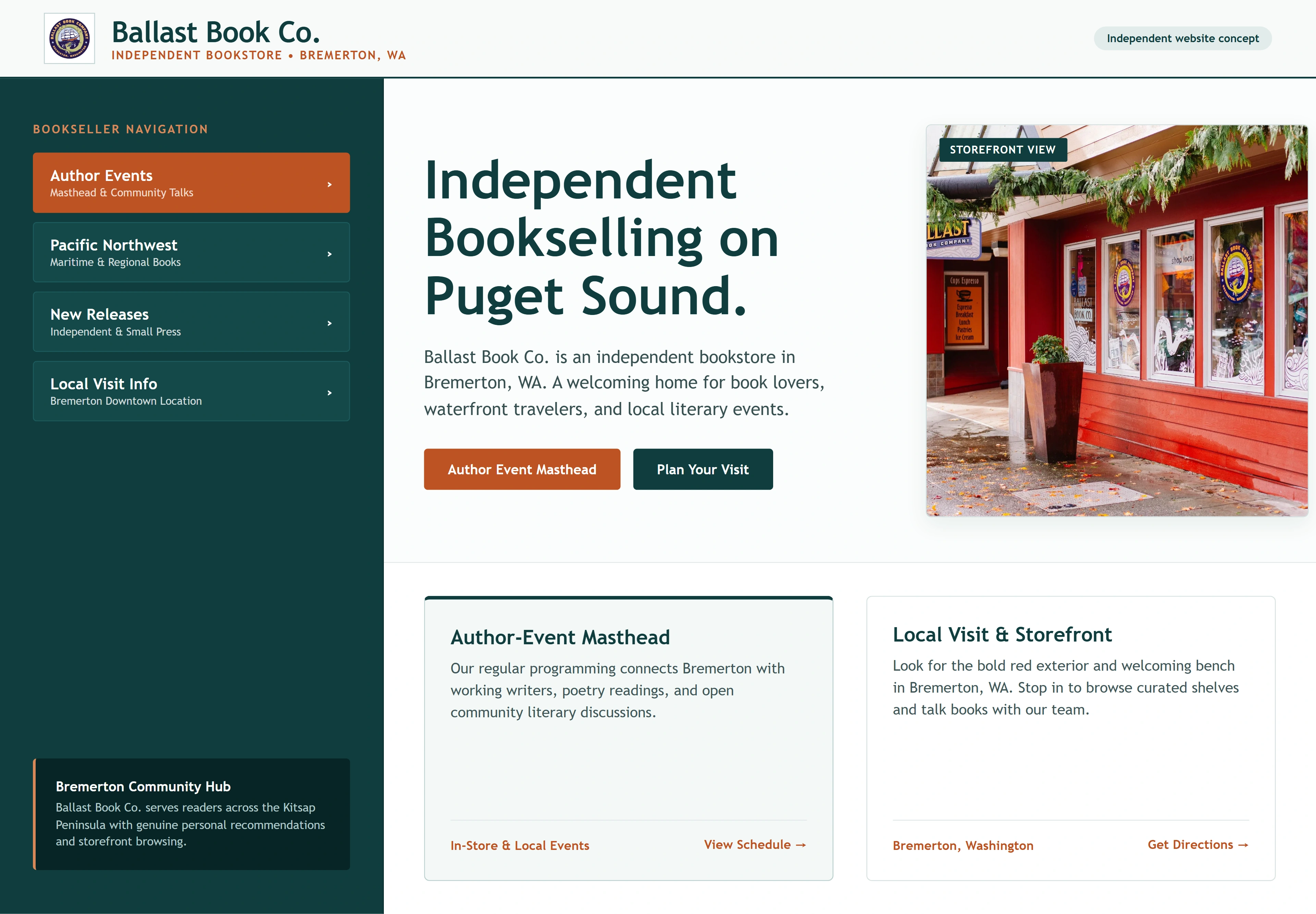 Ballast Book Co., individual website design concept C