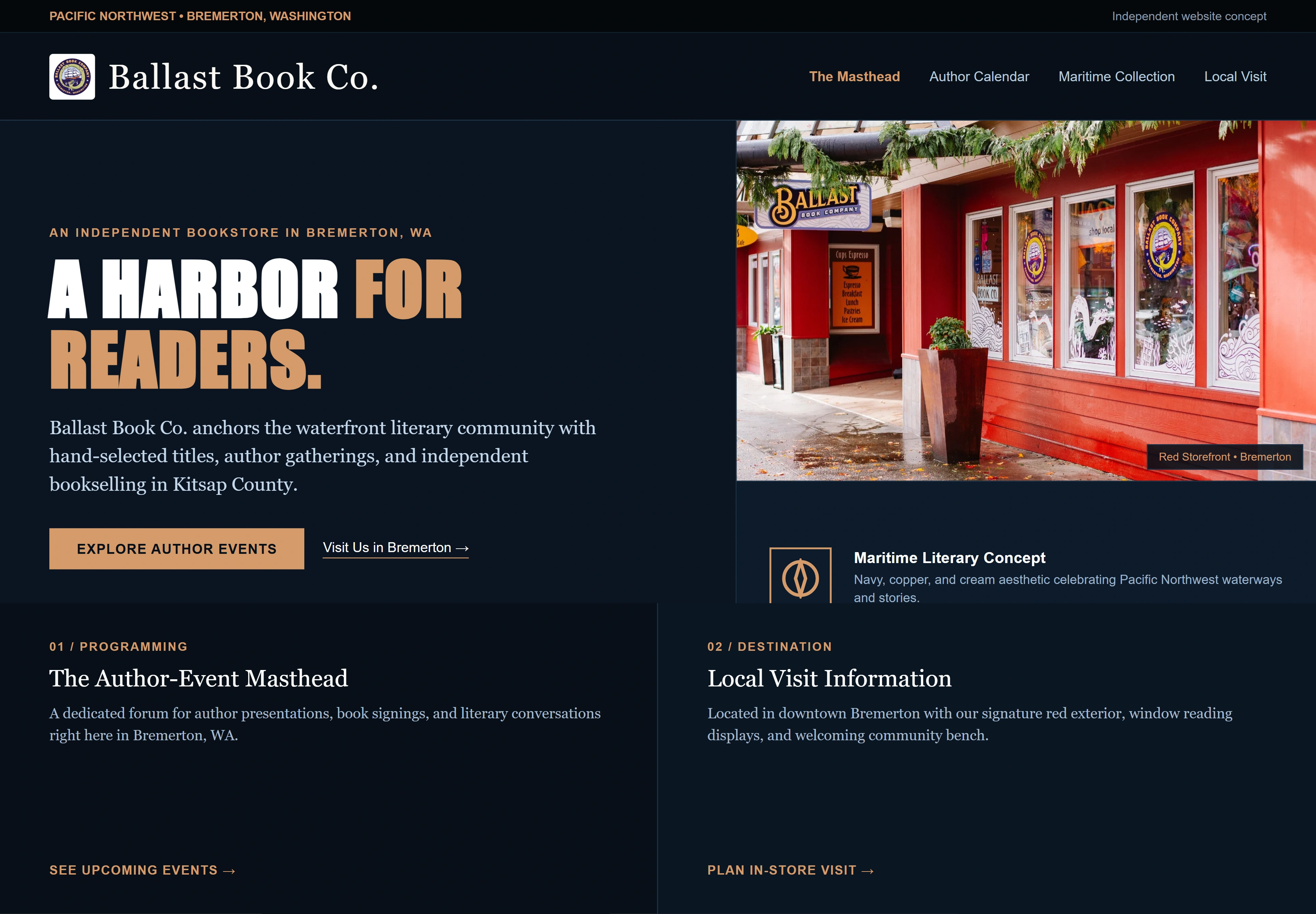 Ballast Book Co., individual website design concept D
