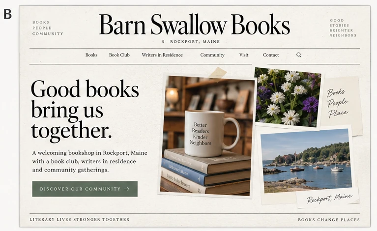 Barn Swallow Books website concept B