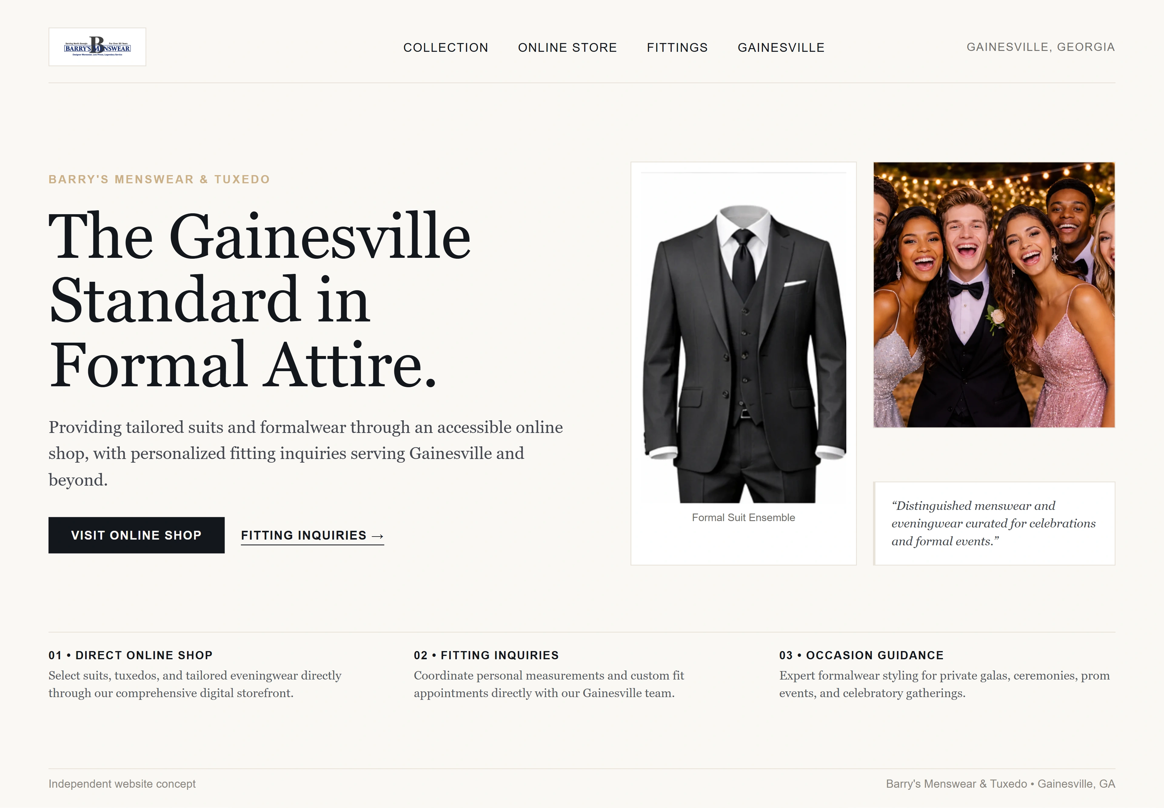 Barry's Menswear & Tuxedo, individual website design concept D
