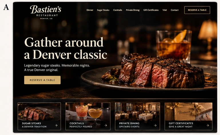 Bastien’s Restaurant website concept A