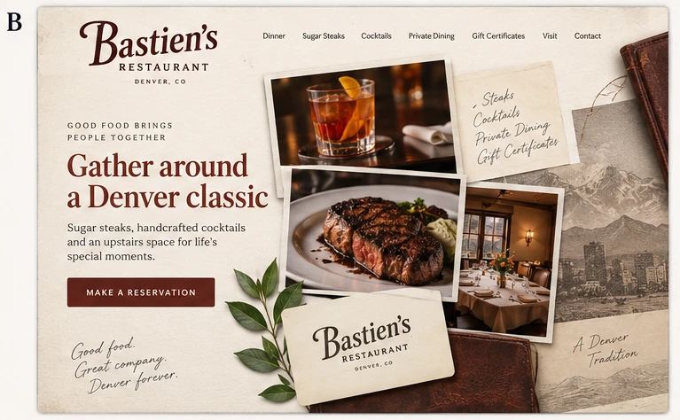 Bastien’s Restaurant website concept B
