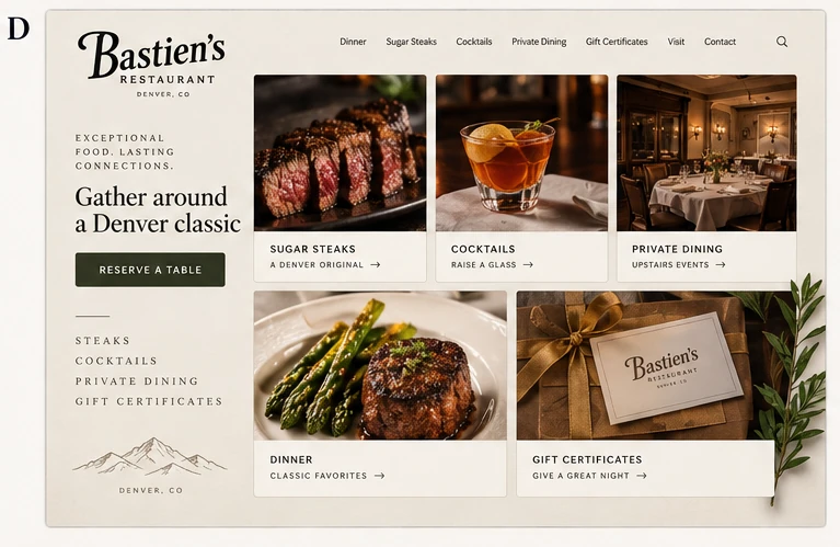 Bastien’s Restaurant website concept D