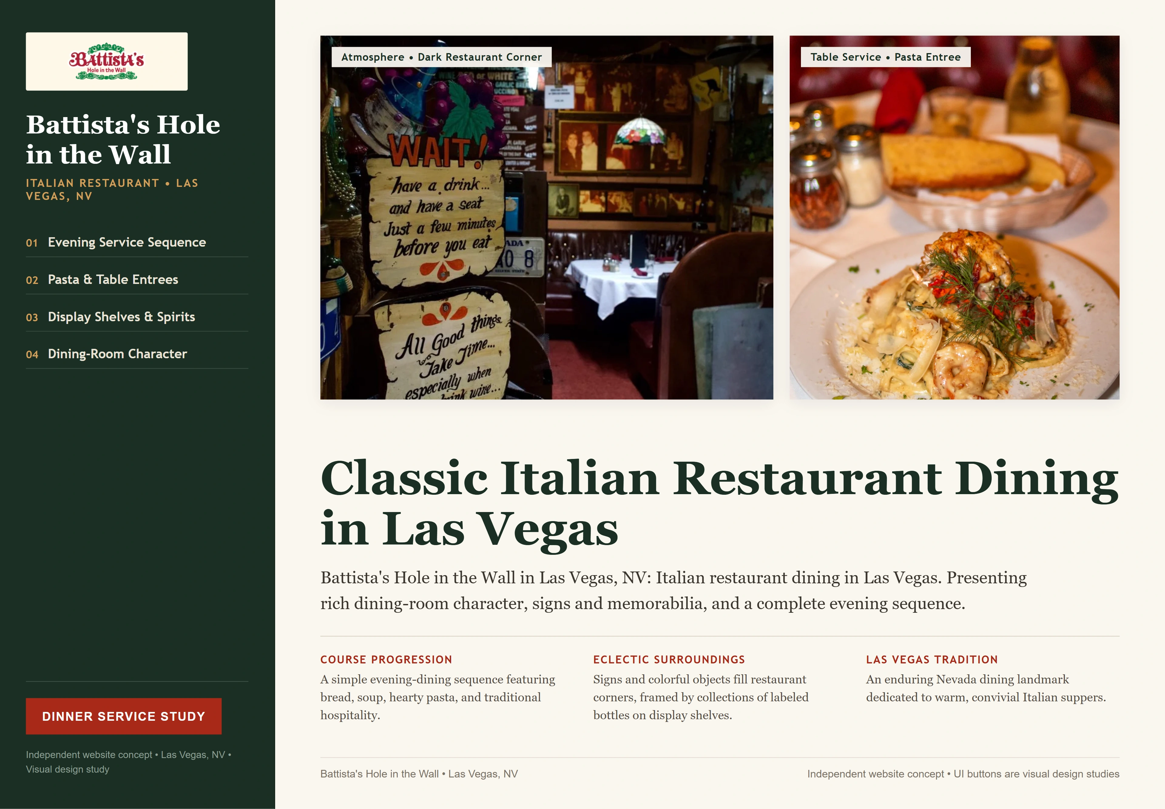 Battista's Hole in the Wall, individual website design concept D