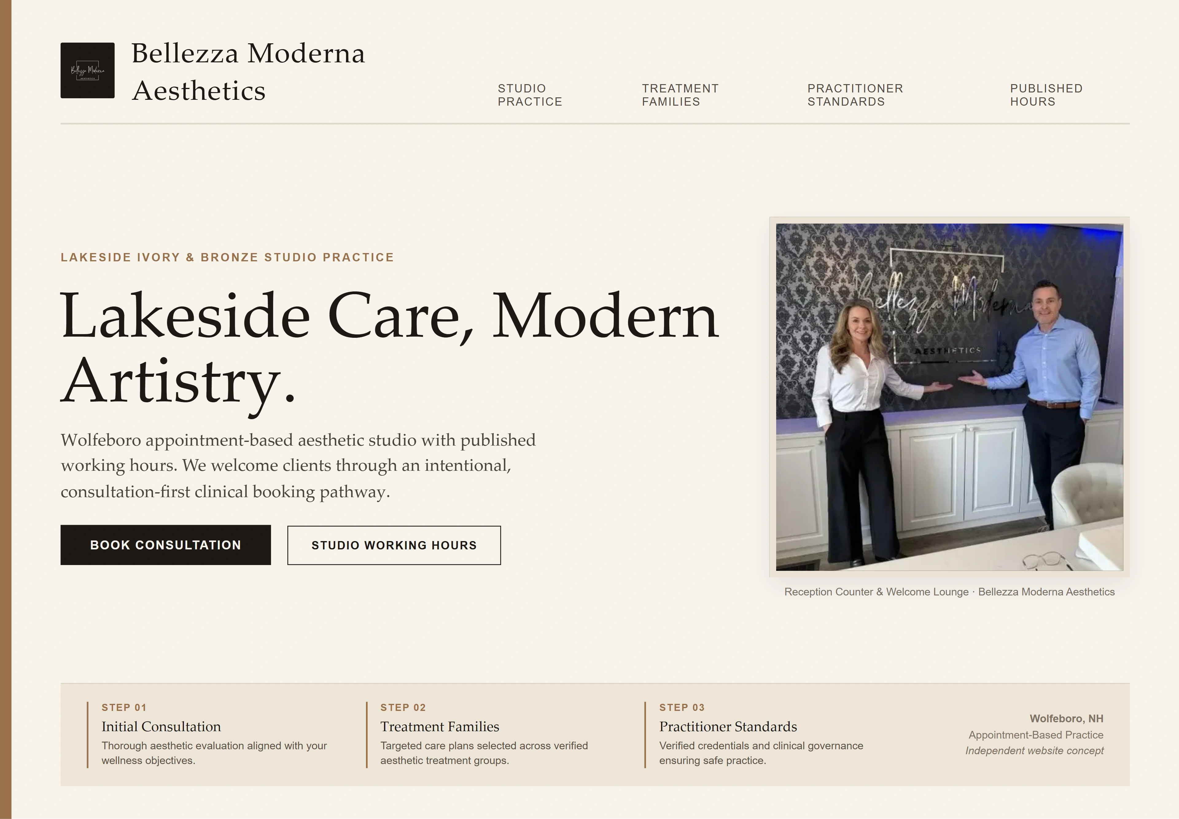 Bellezza Moderna Aesthetics, individual website design concept B
