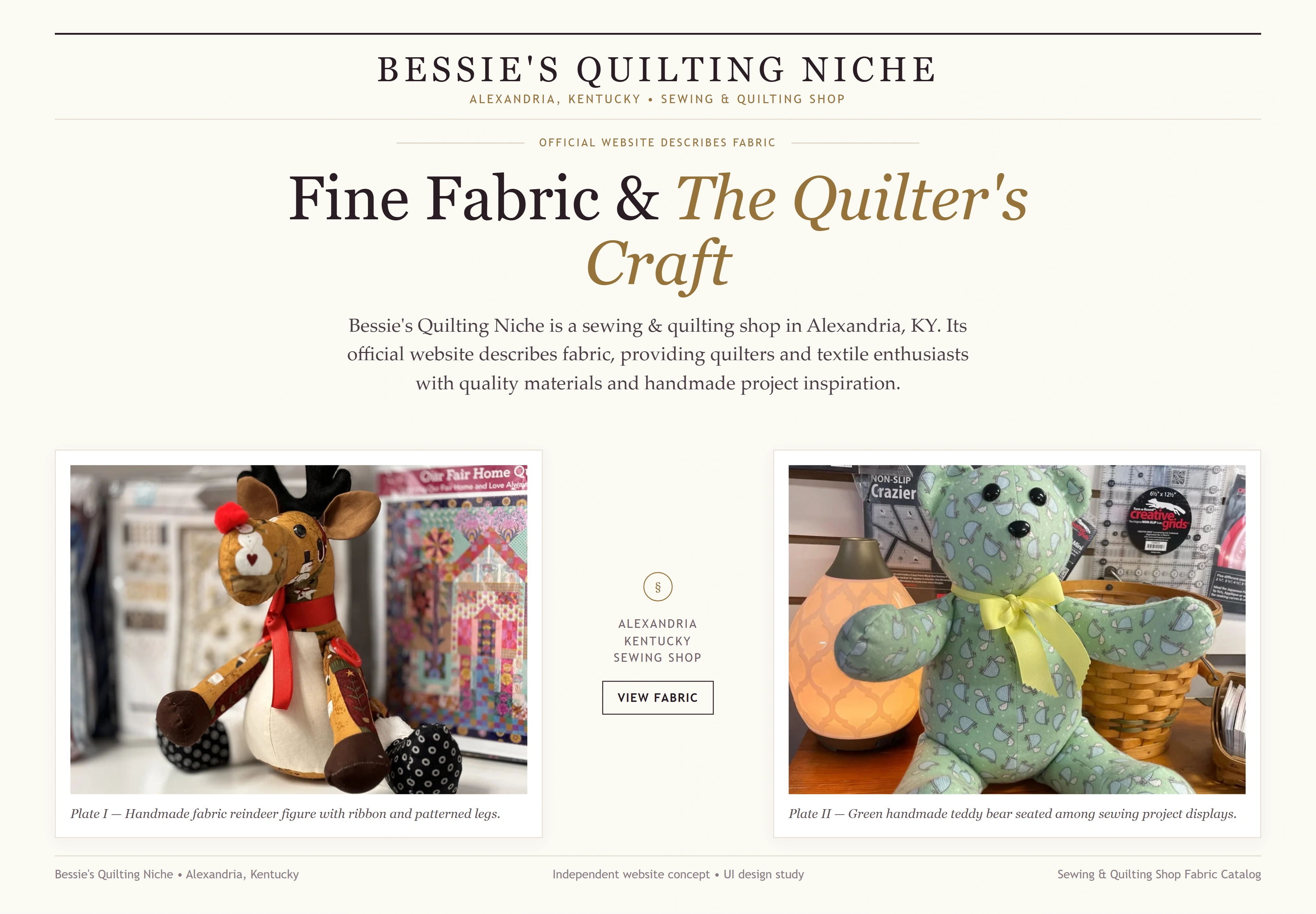 Bessie's Quilting Niche, individual website design concept D