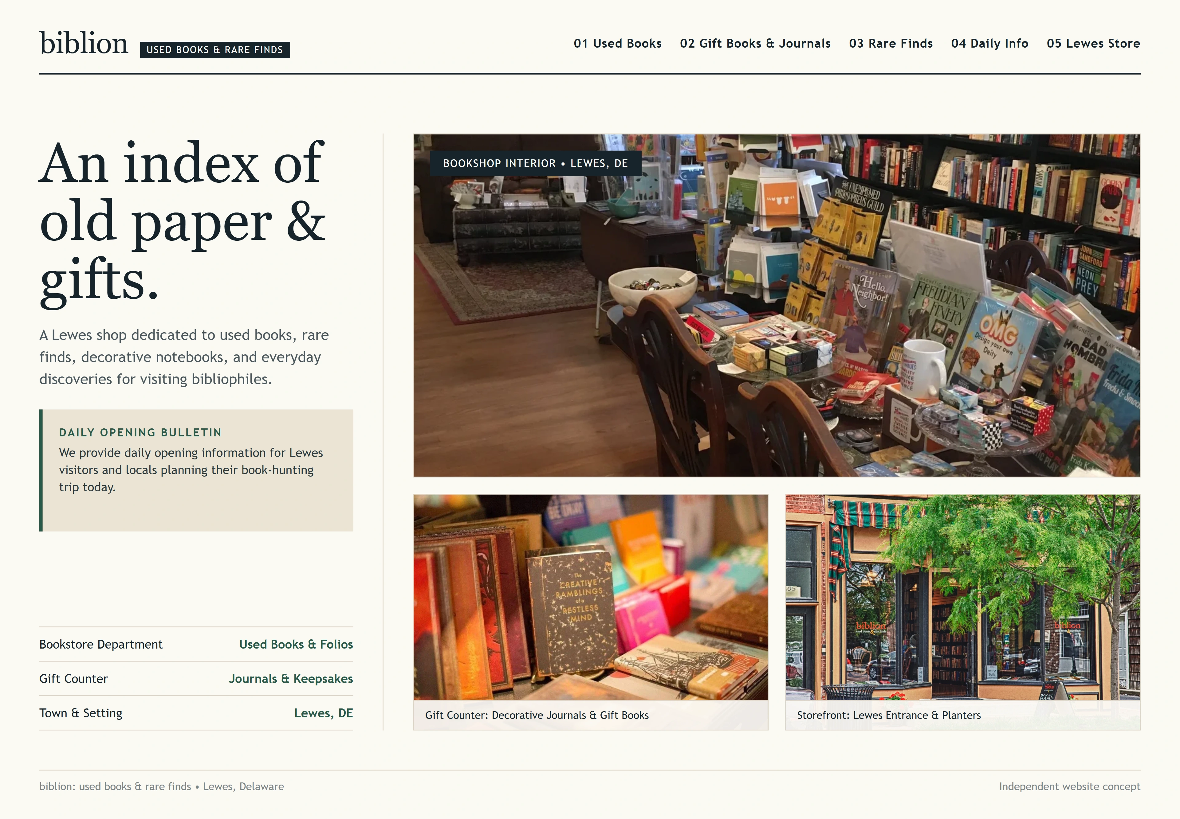 biblion: used books & rare finds, individual website design concept D