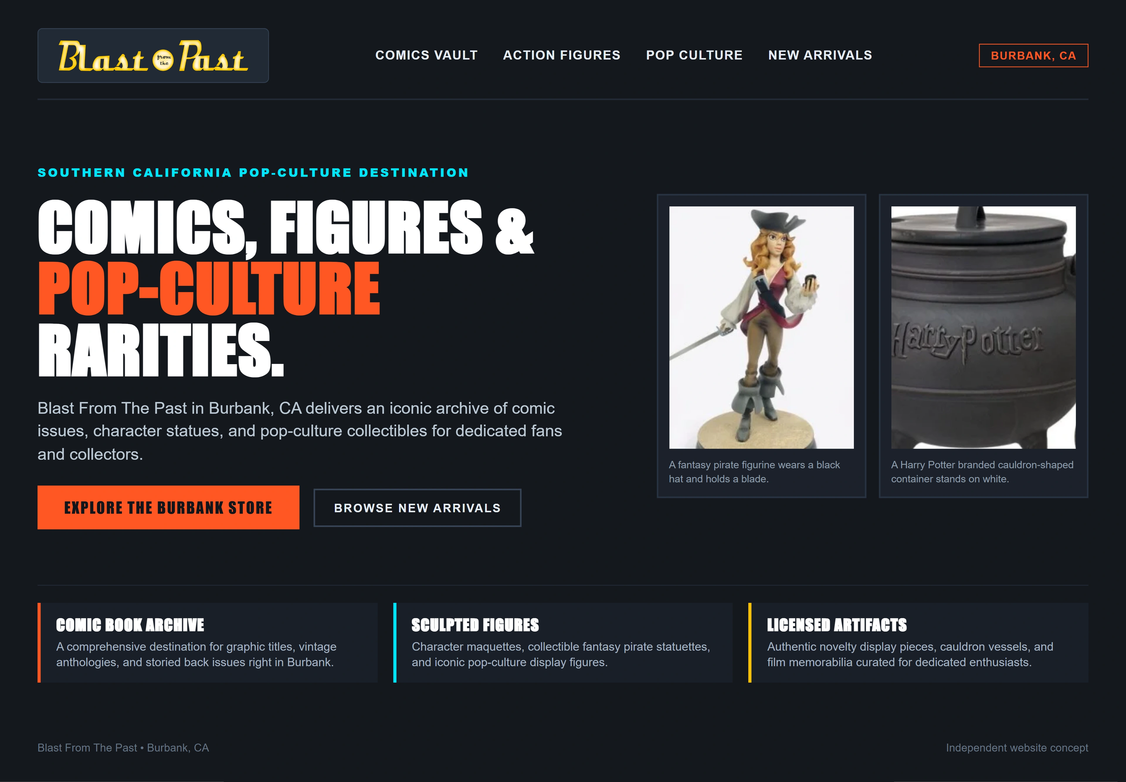 Blast From The Past, individual website design concept A