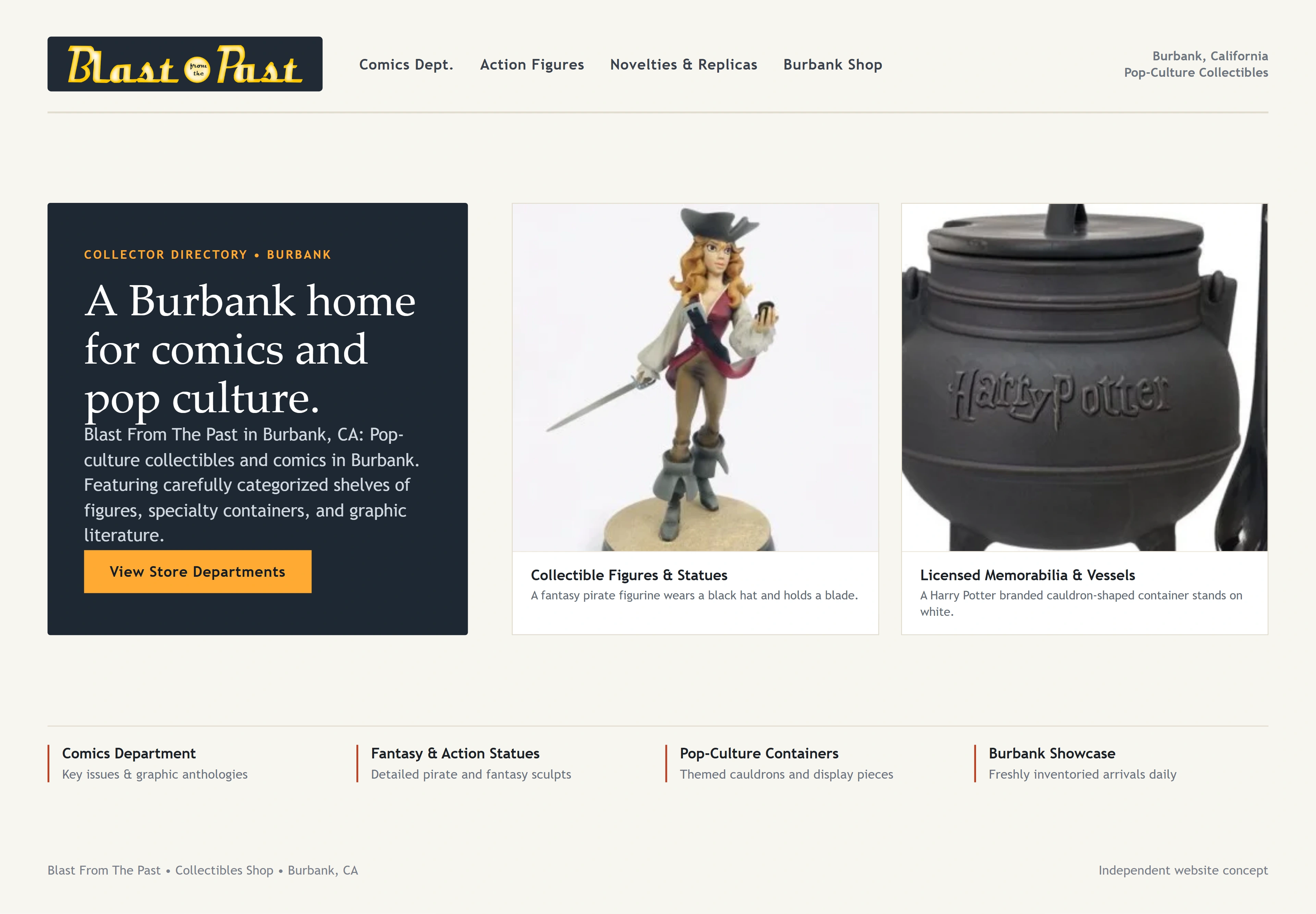 Blast From The Past, individual website design concept B