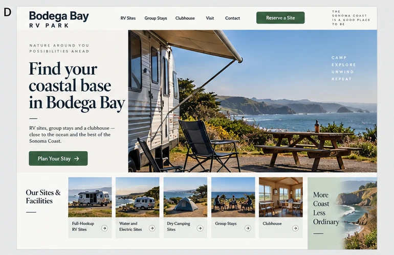 Bodega Bay RV Park website concept D