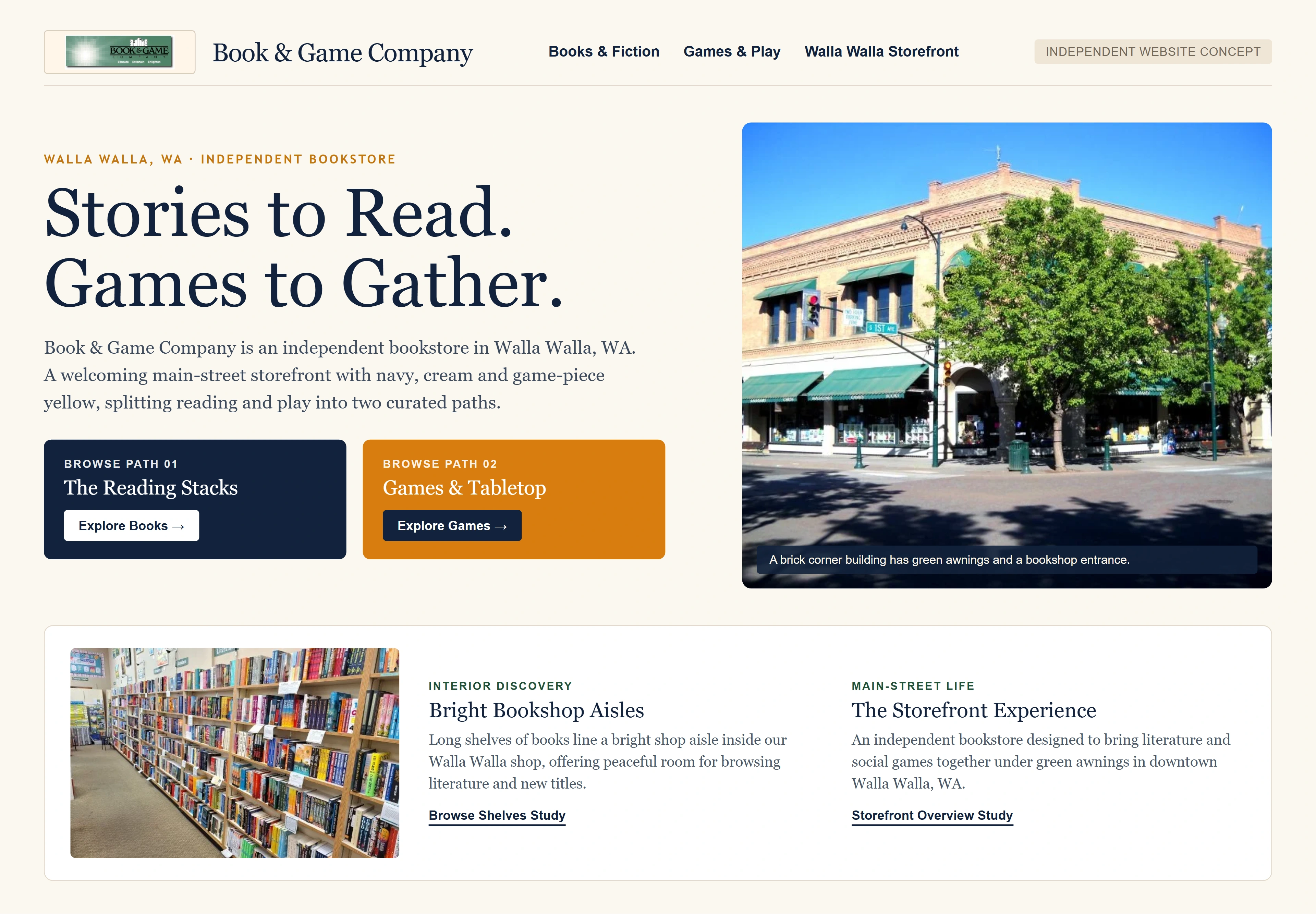 Book & Game Company, individual website design concept A