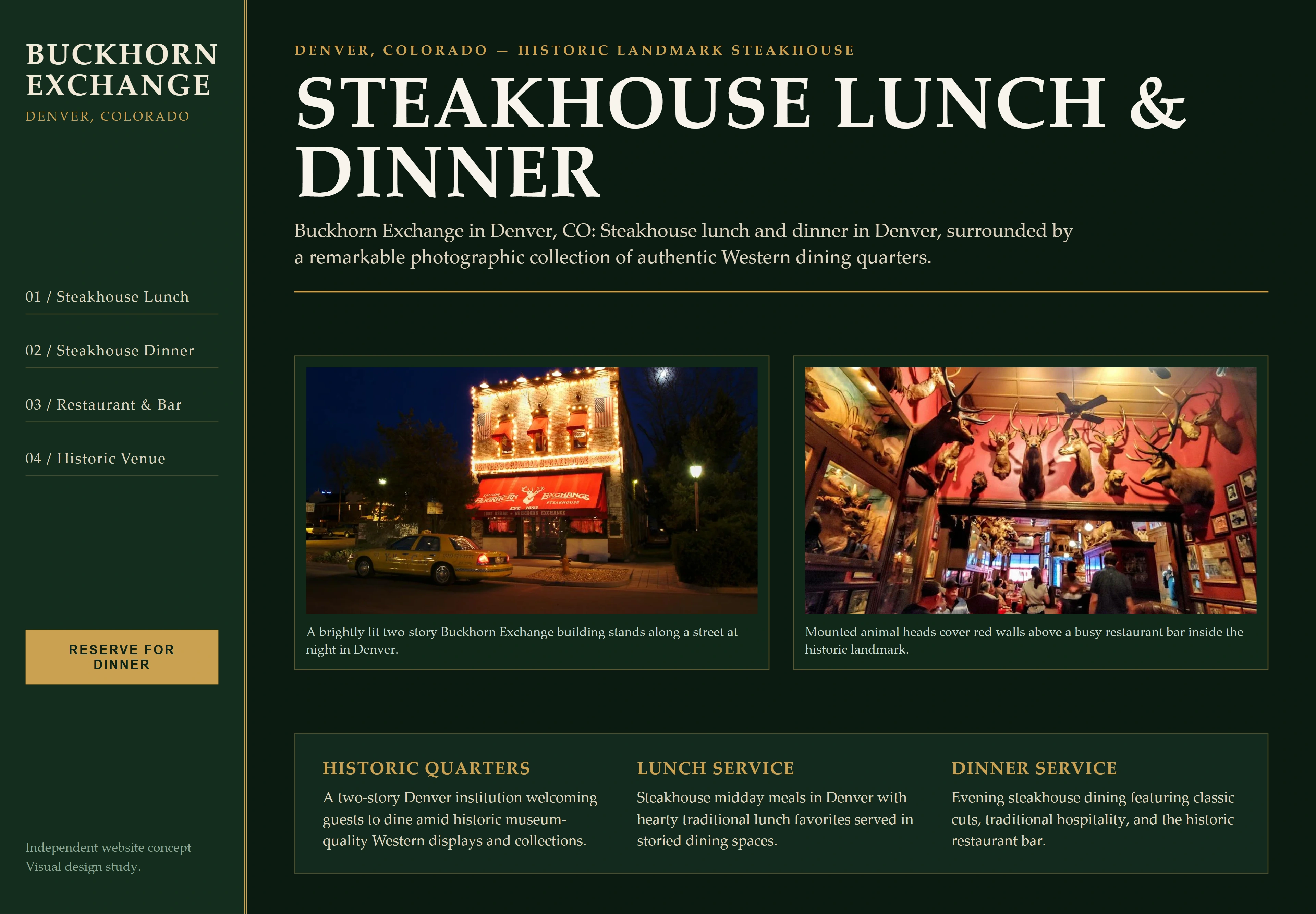 Buckhorn Exchange, individual website design concept B