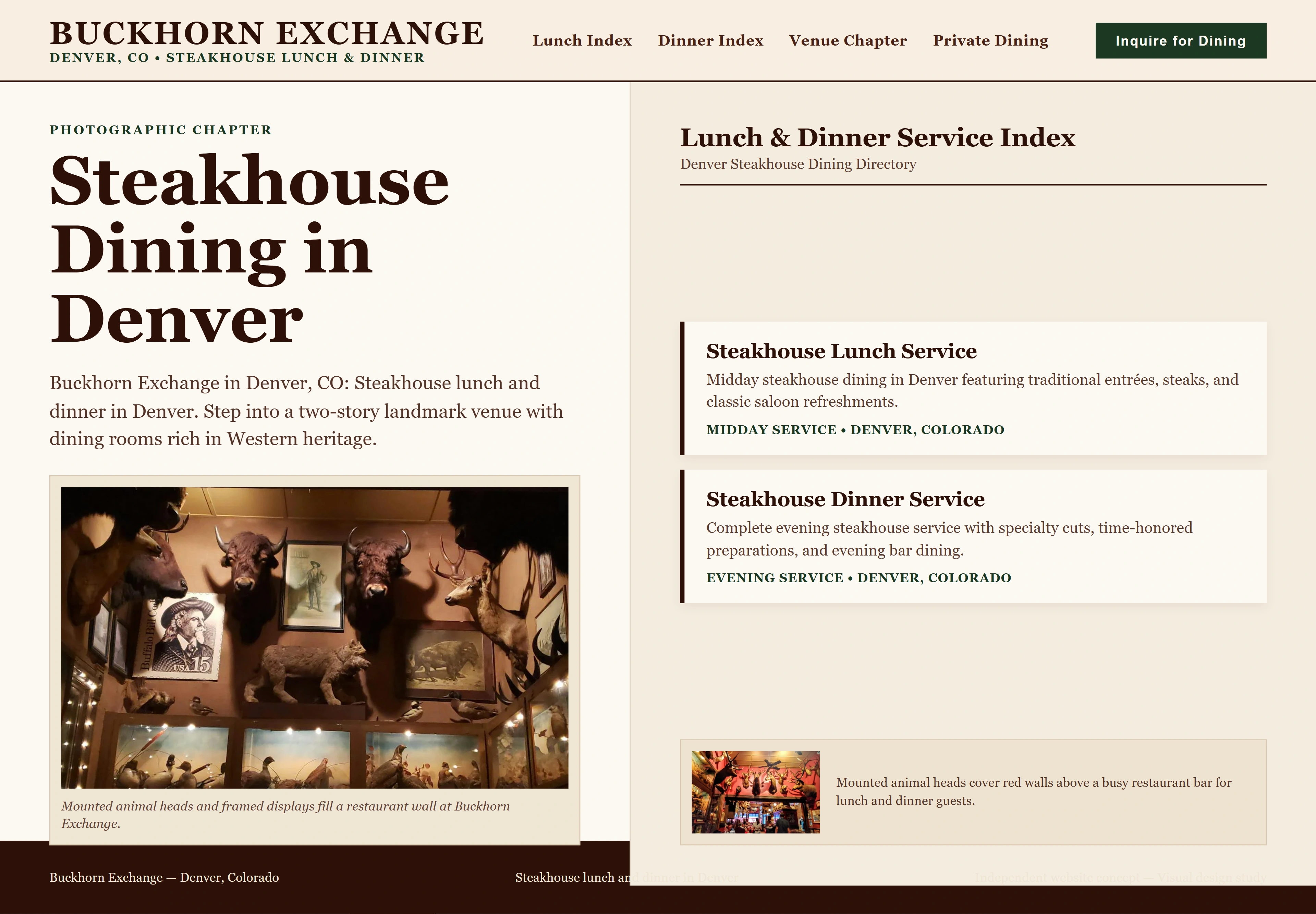 Buckhorn Exchange, individual website design concept C