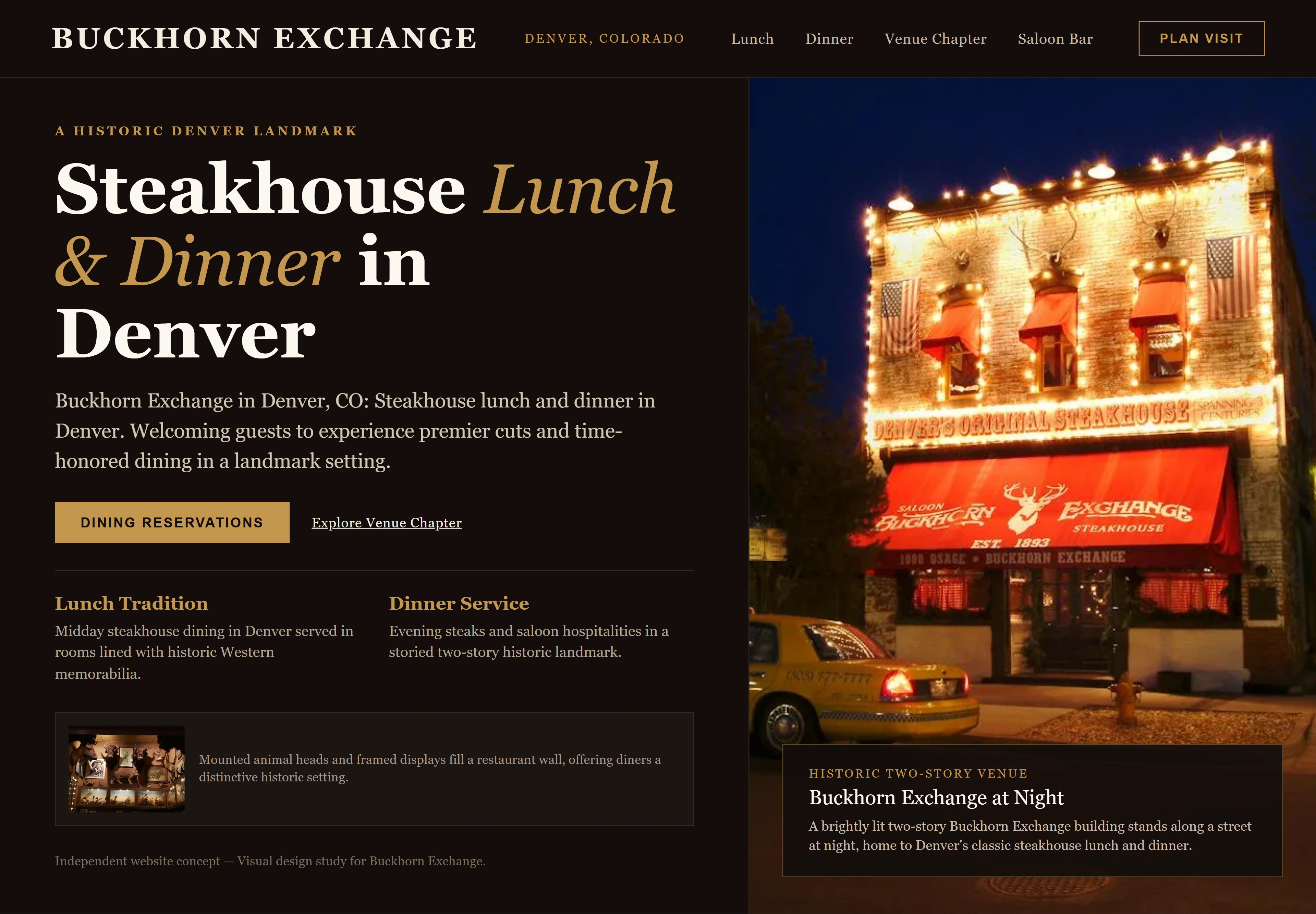 Buckhorn Exchange, individual website design concept D