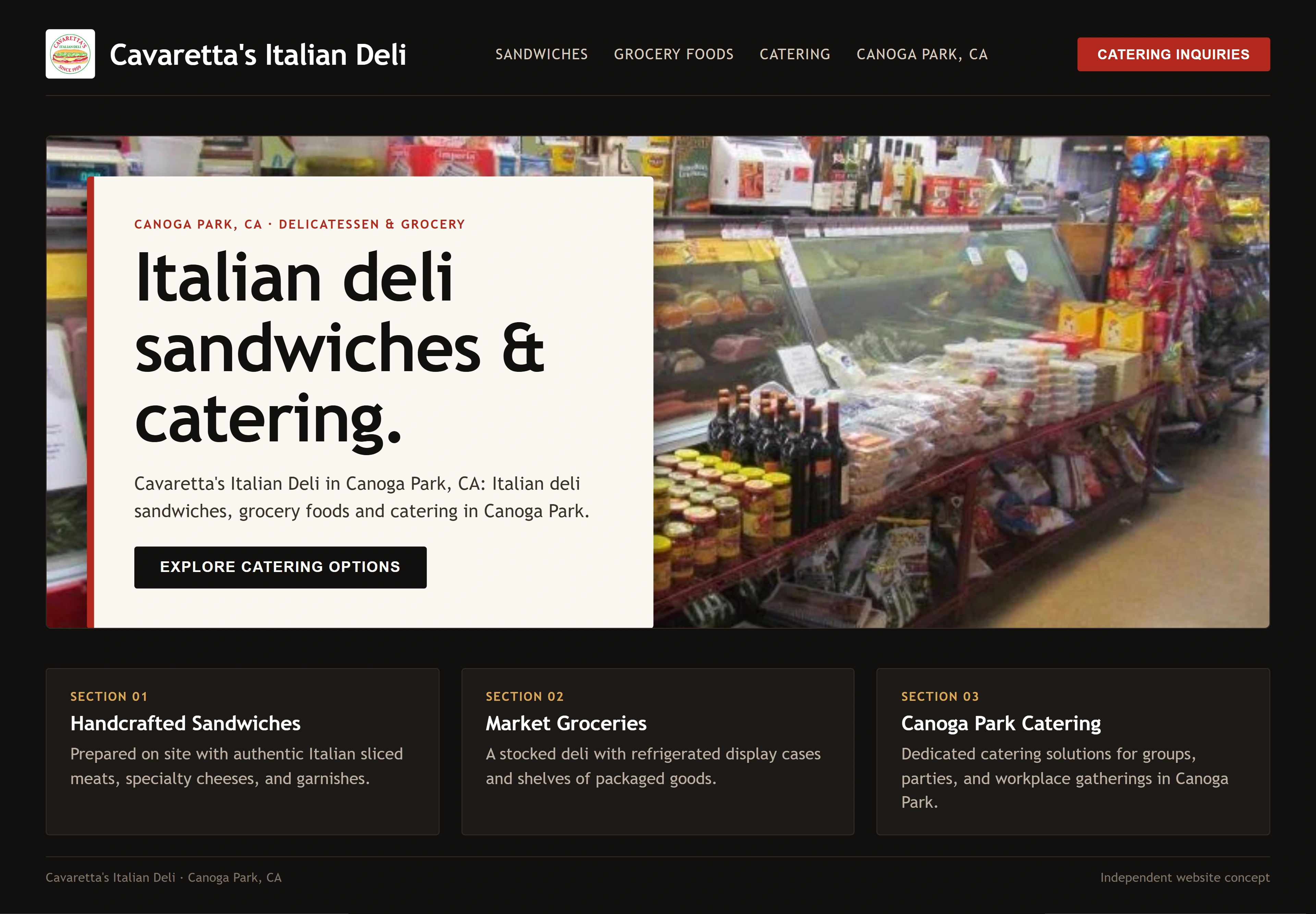 Cavaretta's Italian Deli, individual website design concept B