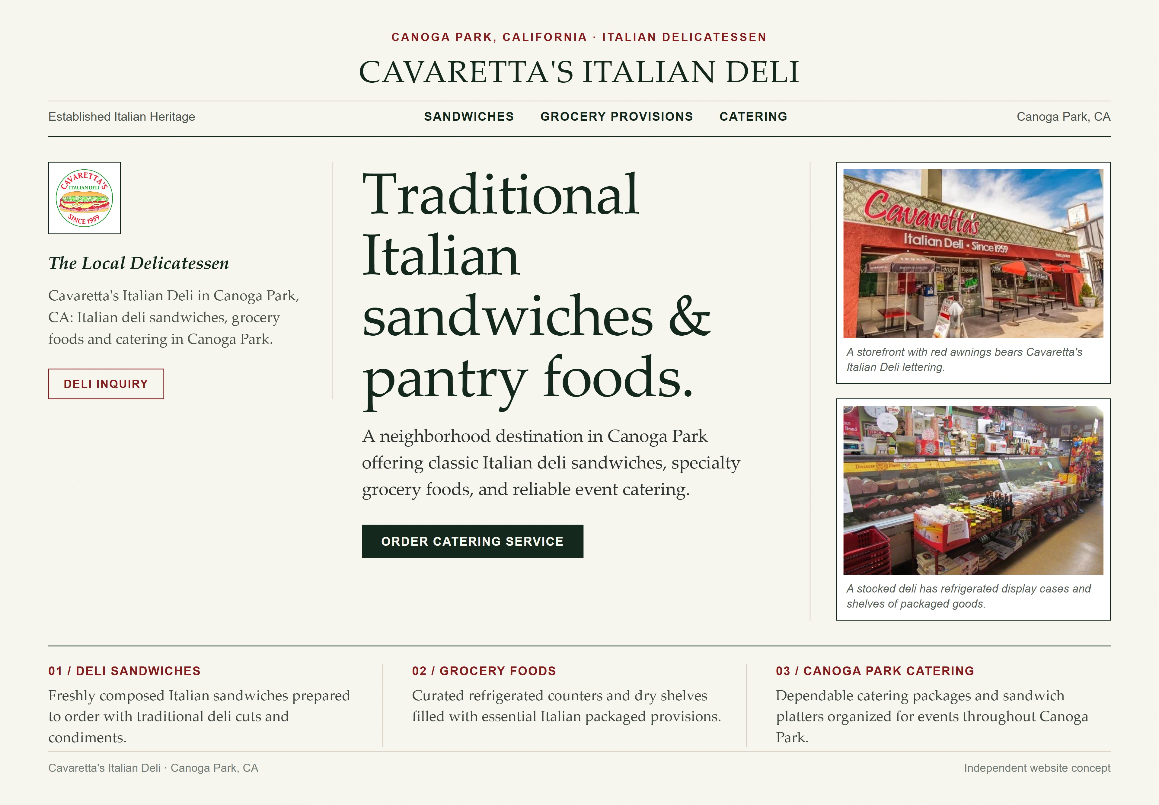 Cavaretta's Italian Deli, individual website design concept D