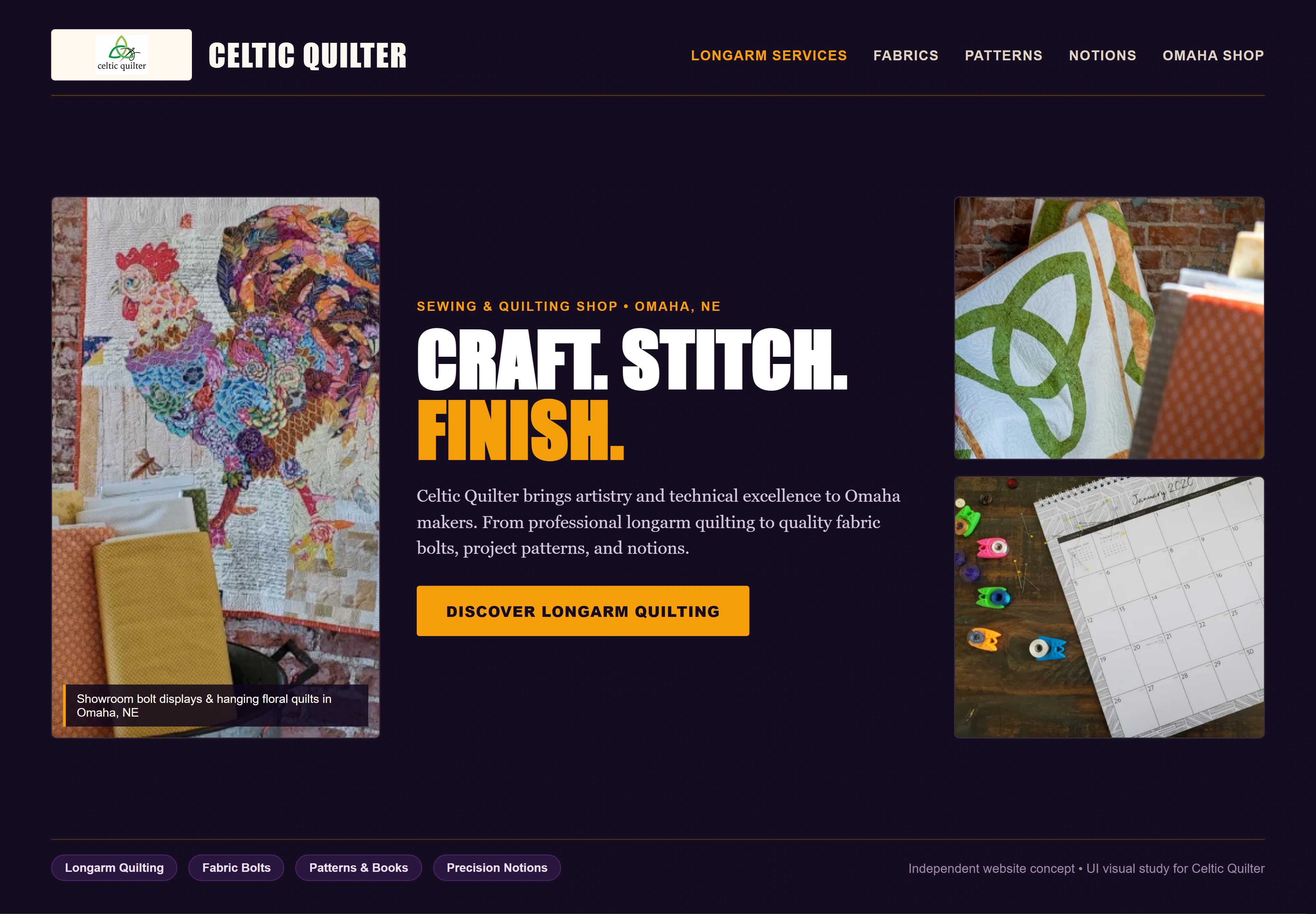Celtic Quilter, individual website design concept B