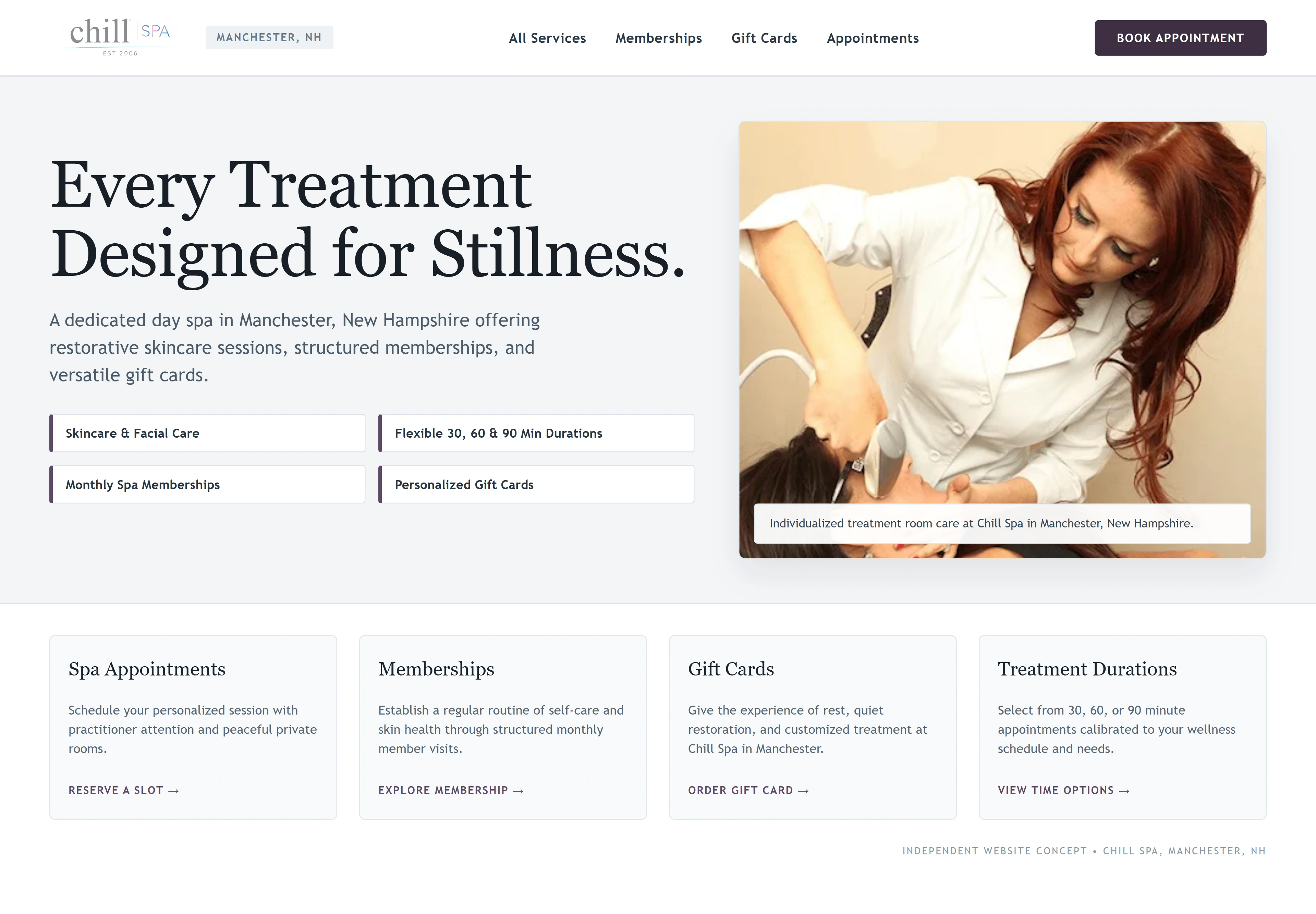 Chill Spa, individual website design concept D