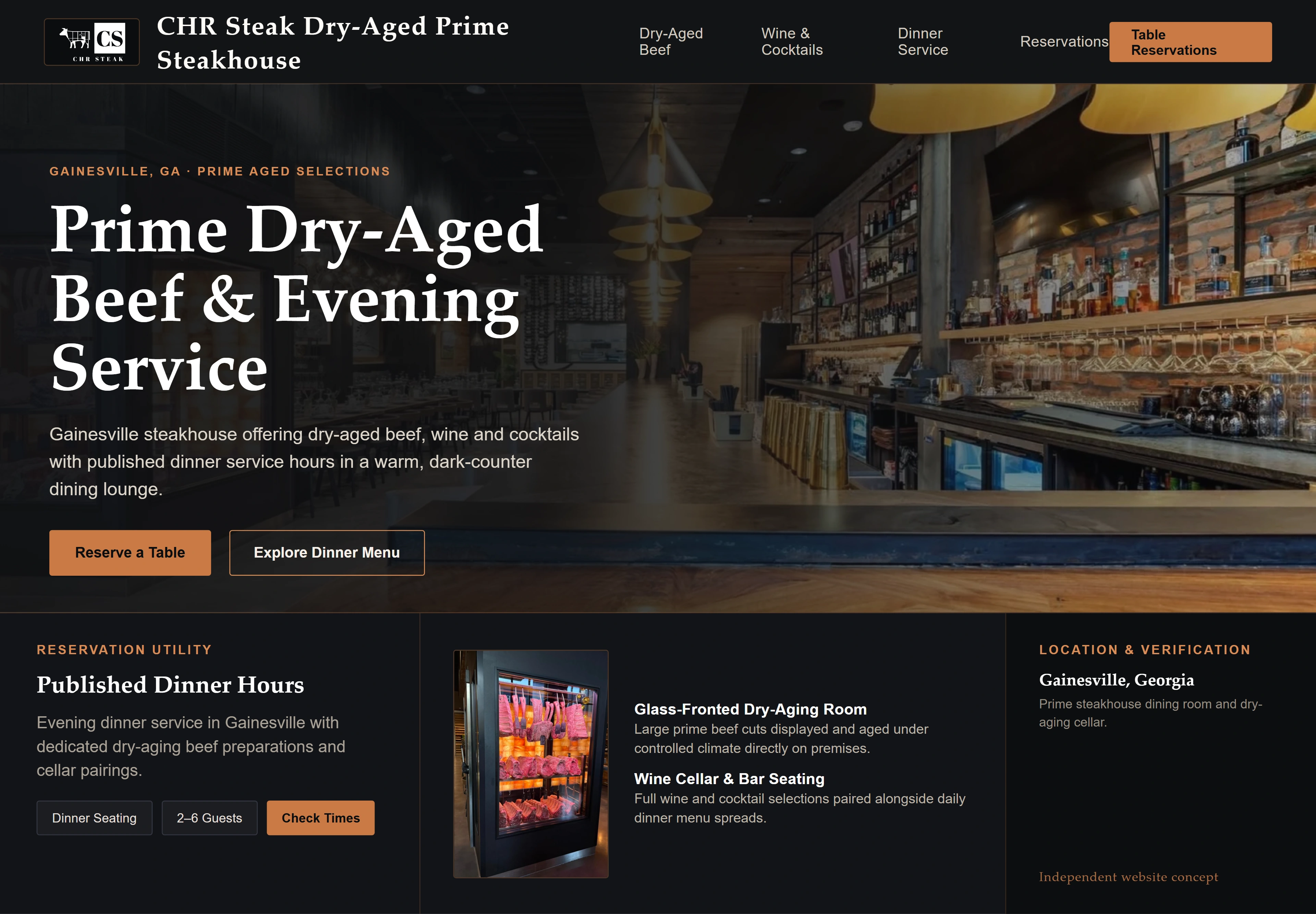 CHR Steak Dry-Aged Prime Steakhouse, individual website design concept A