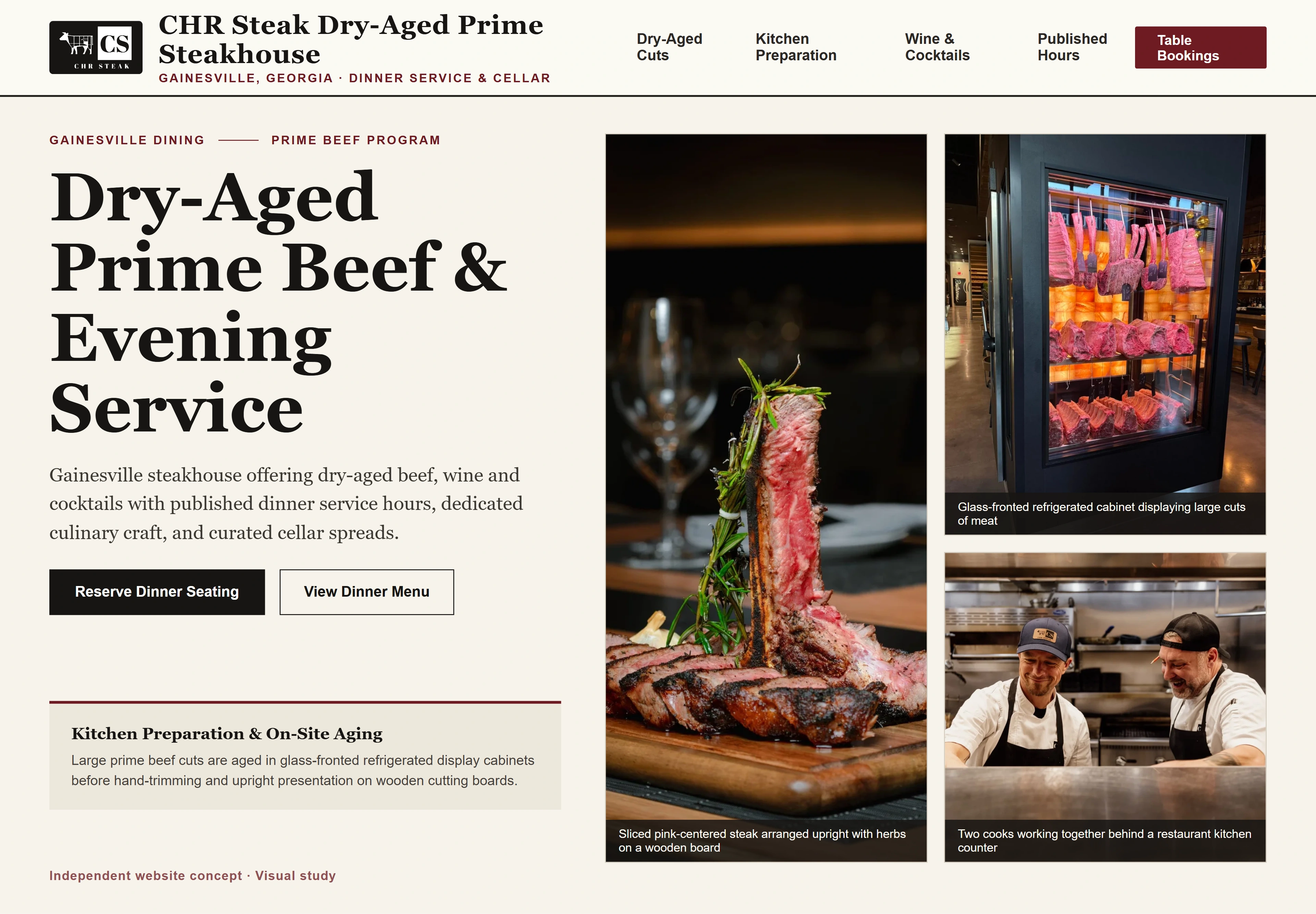 CHR Steak Dry-Aged Prime Steakhouse, individual website design concept B