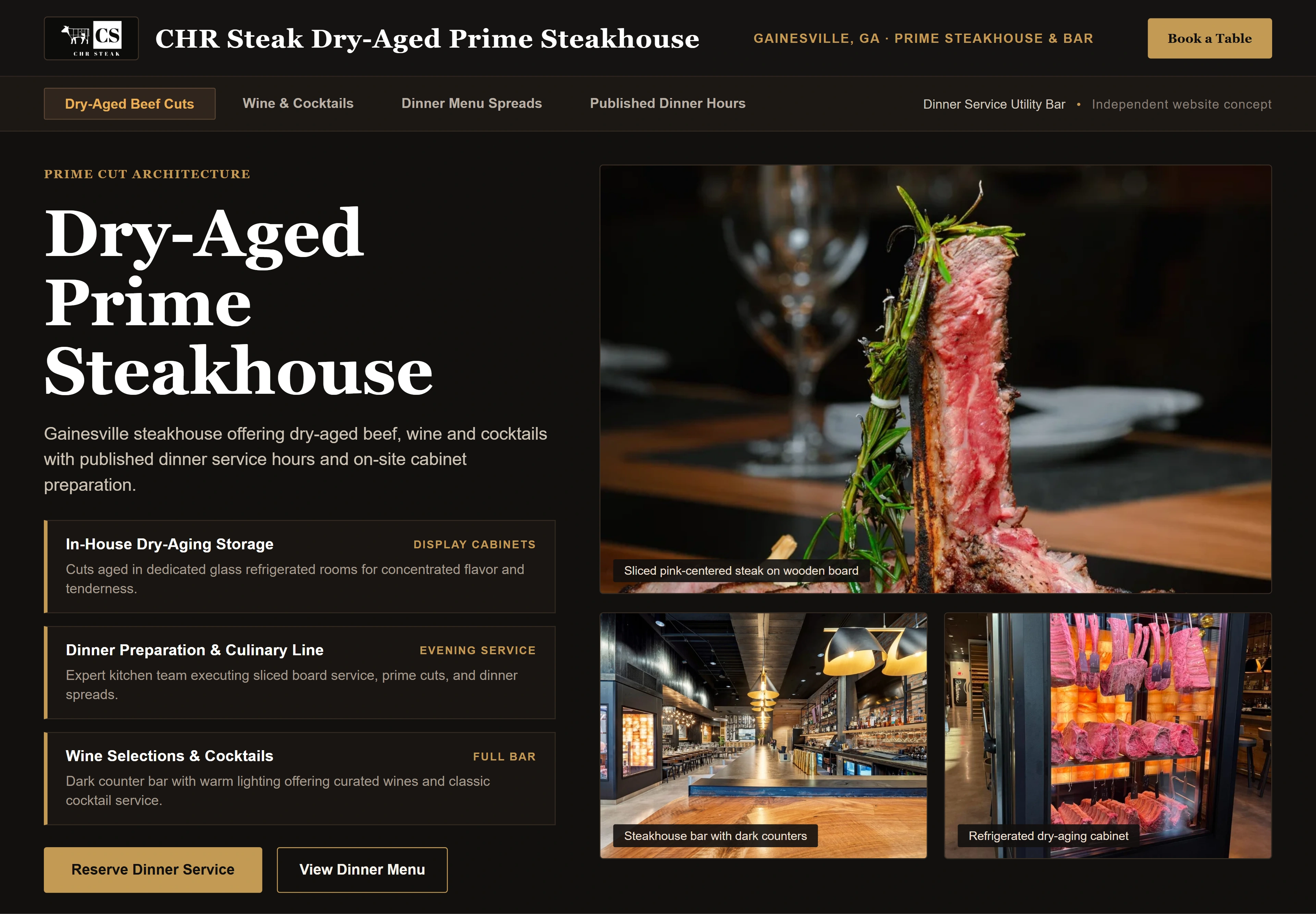 CHR Steak Dry-Aged Prime Steakhouse, individual website design concept C