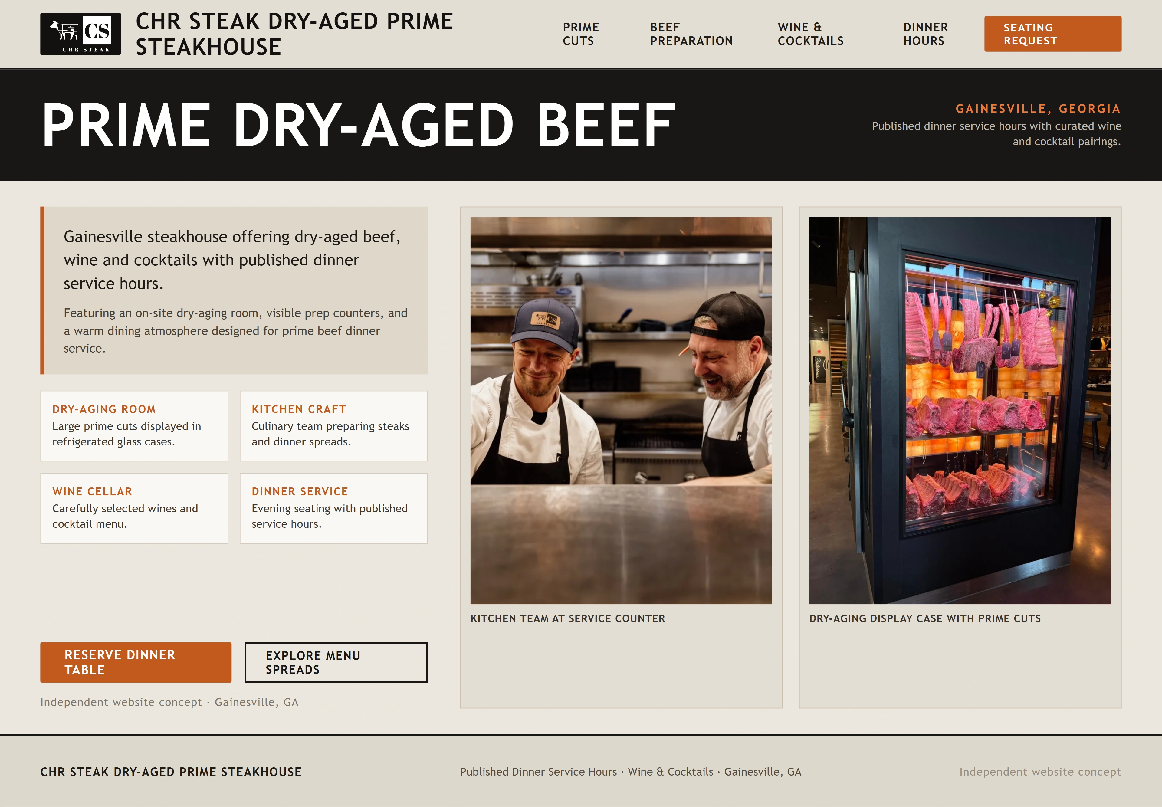 CHR Steak Dry-Aged Prime Steakhouse, individual website design concept D