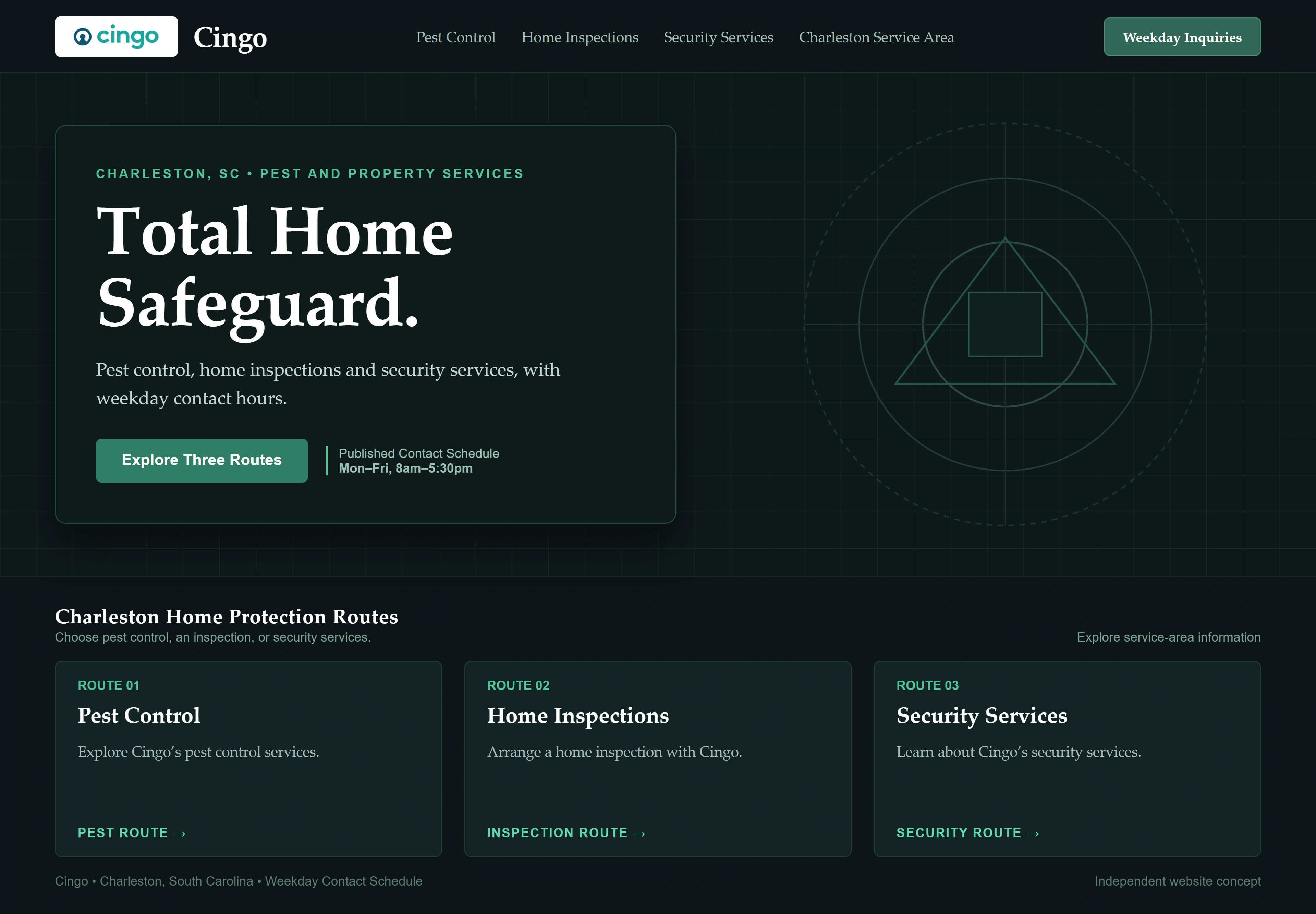 Cingo, individual website design concept A