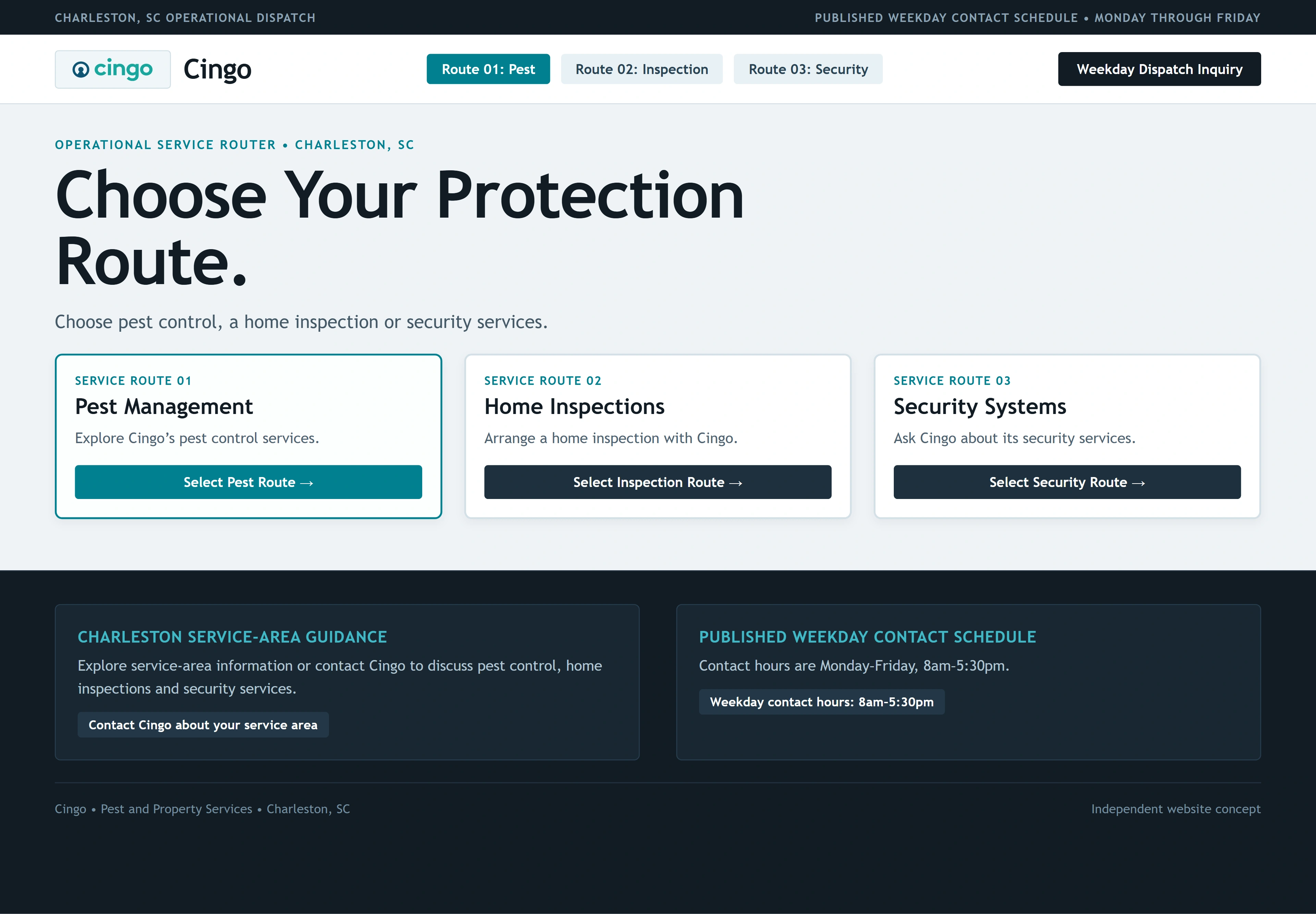Cingo, individual website design concept D