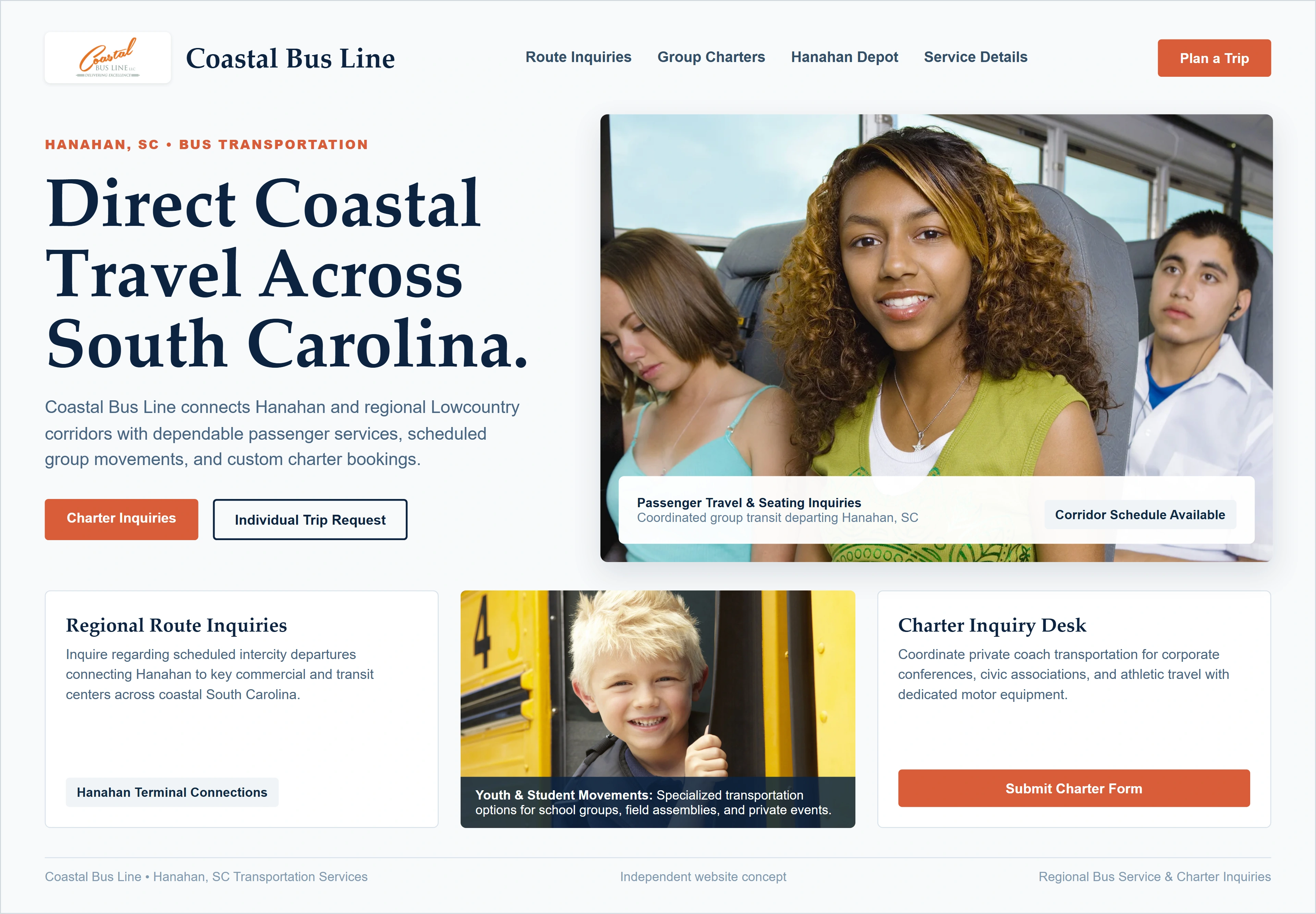 Coastal Bus Line, individual website design concept A