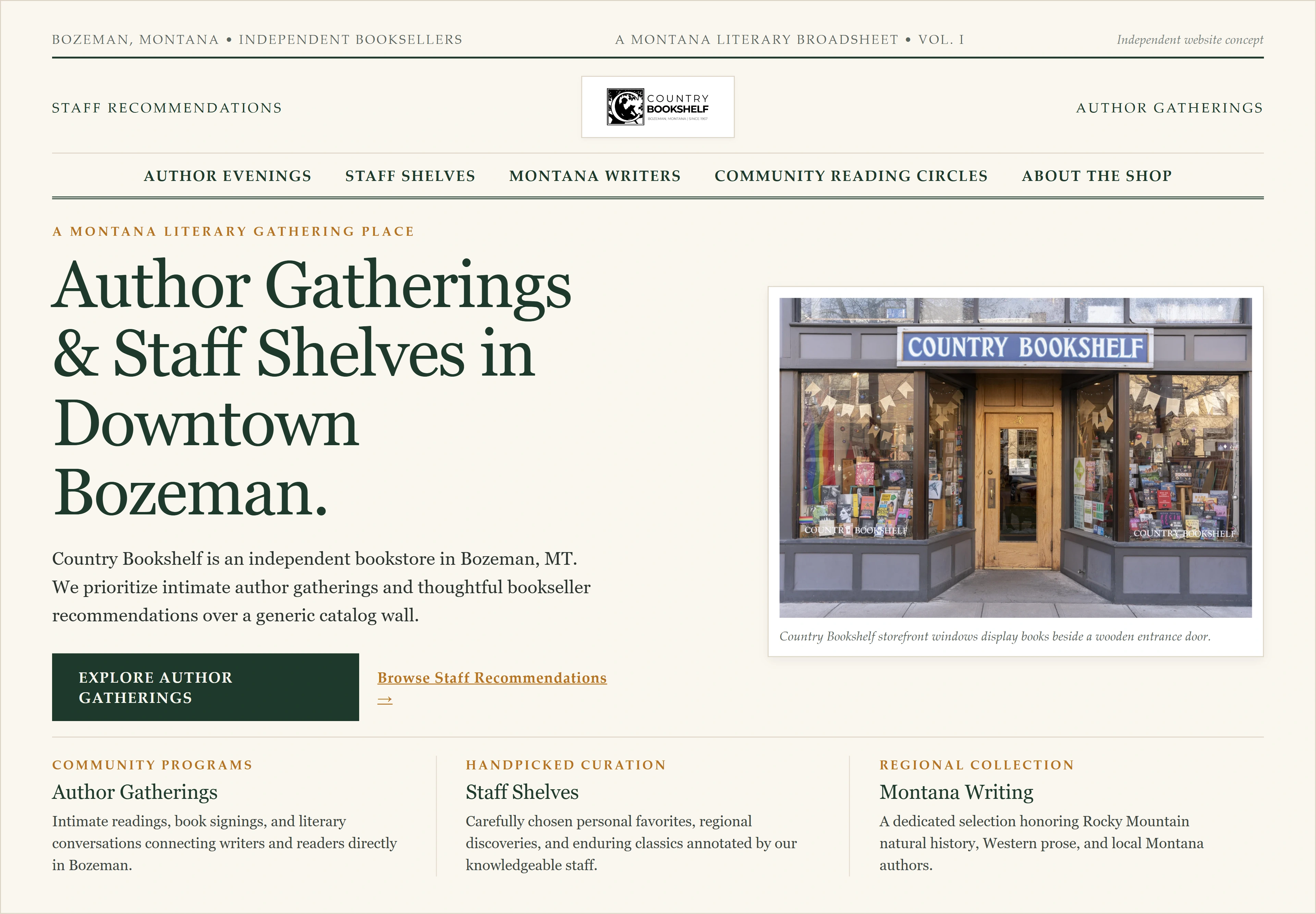 Country Bookshelf, individual website design concept A