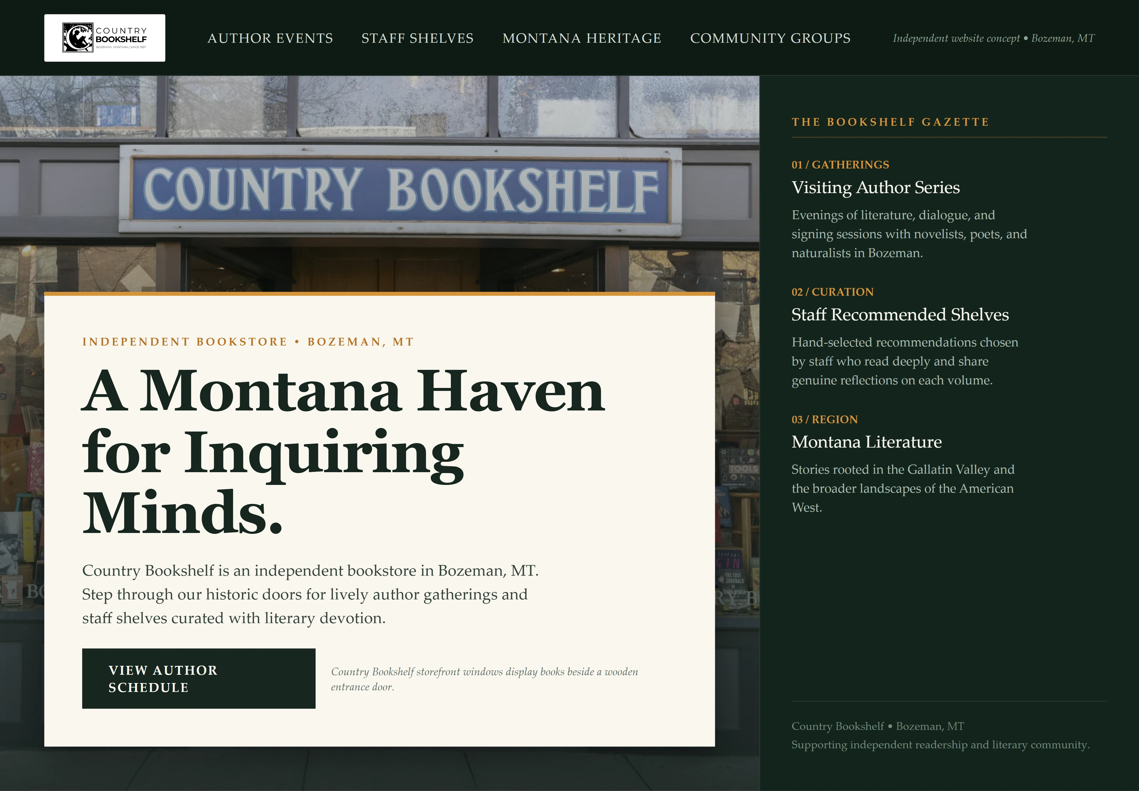 Country Bookshelf, individual website design concept B