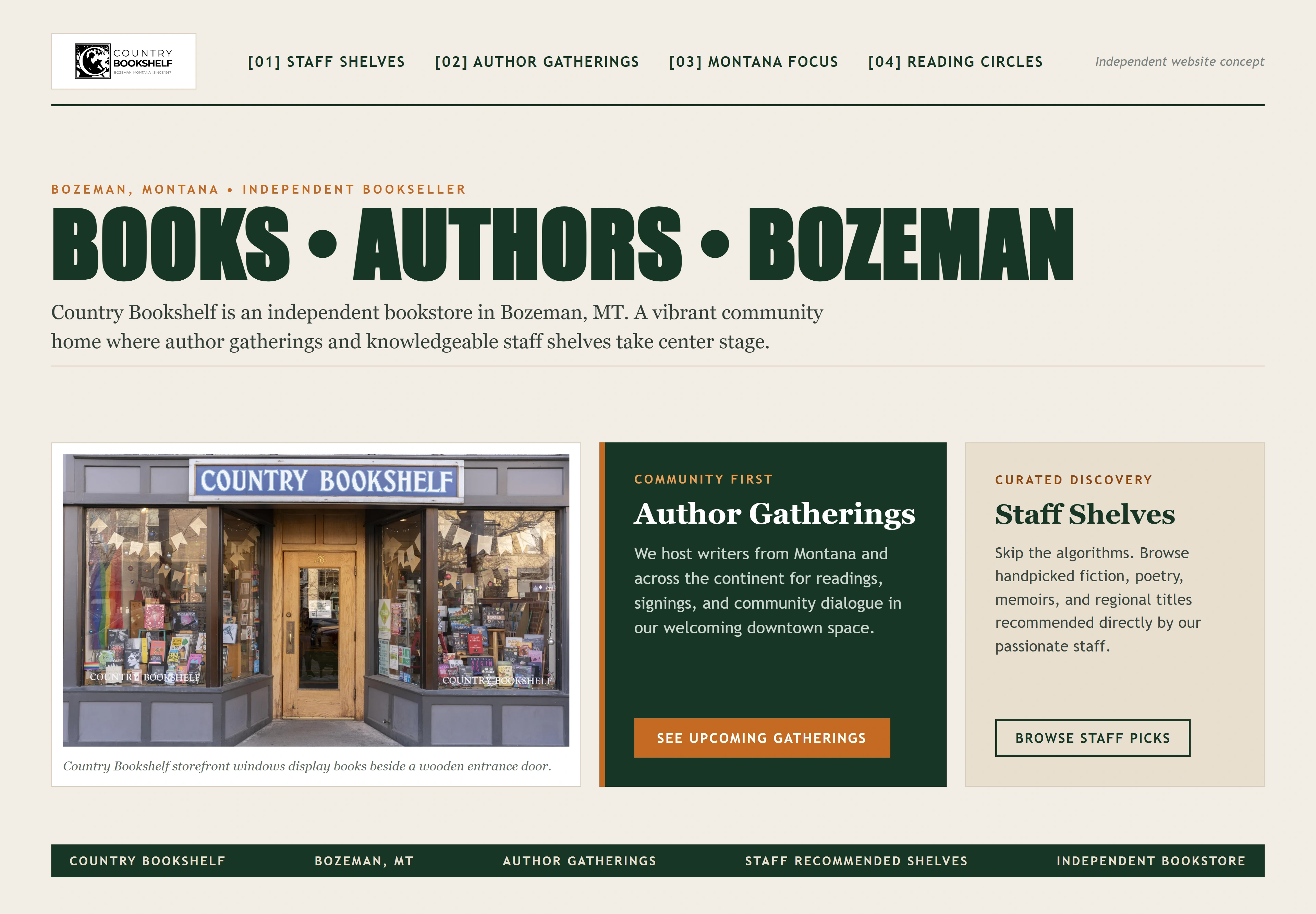 Country Bookshelf, individual website design concept C