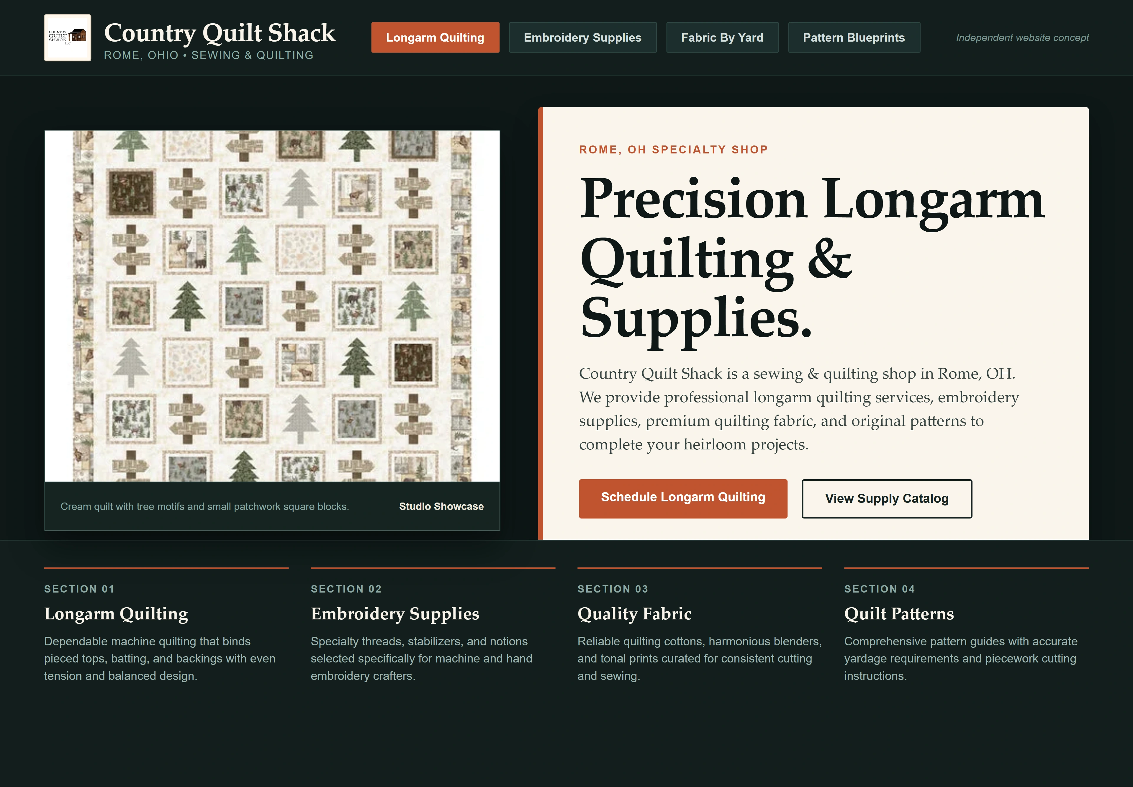 Country Quilt Shack, individual website design concept C
